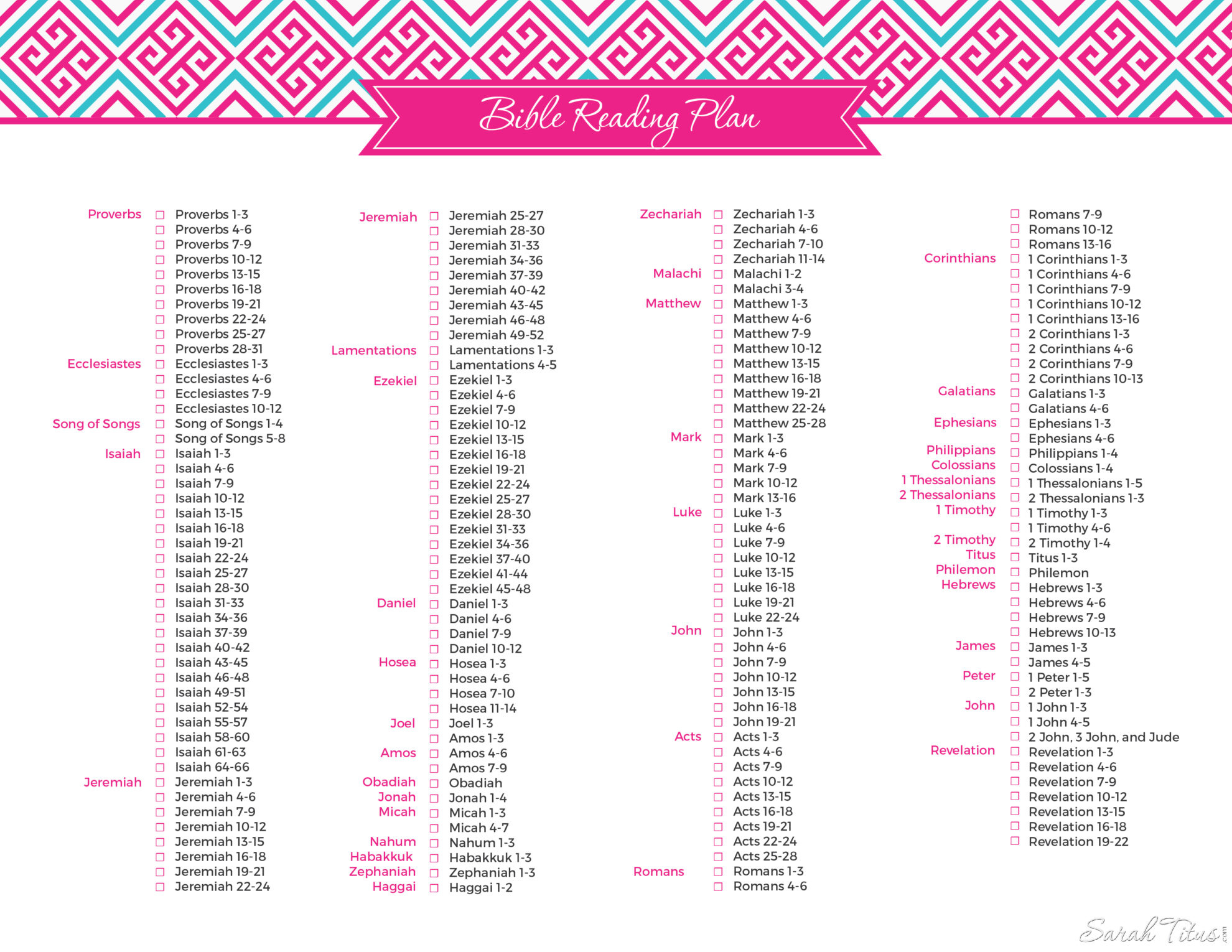 Must Have: Bible Reading Plan - Sarah Titus with regard to Free Printable Bible Reading Plan One Year