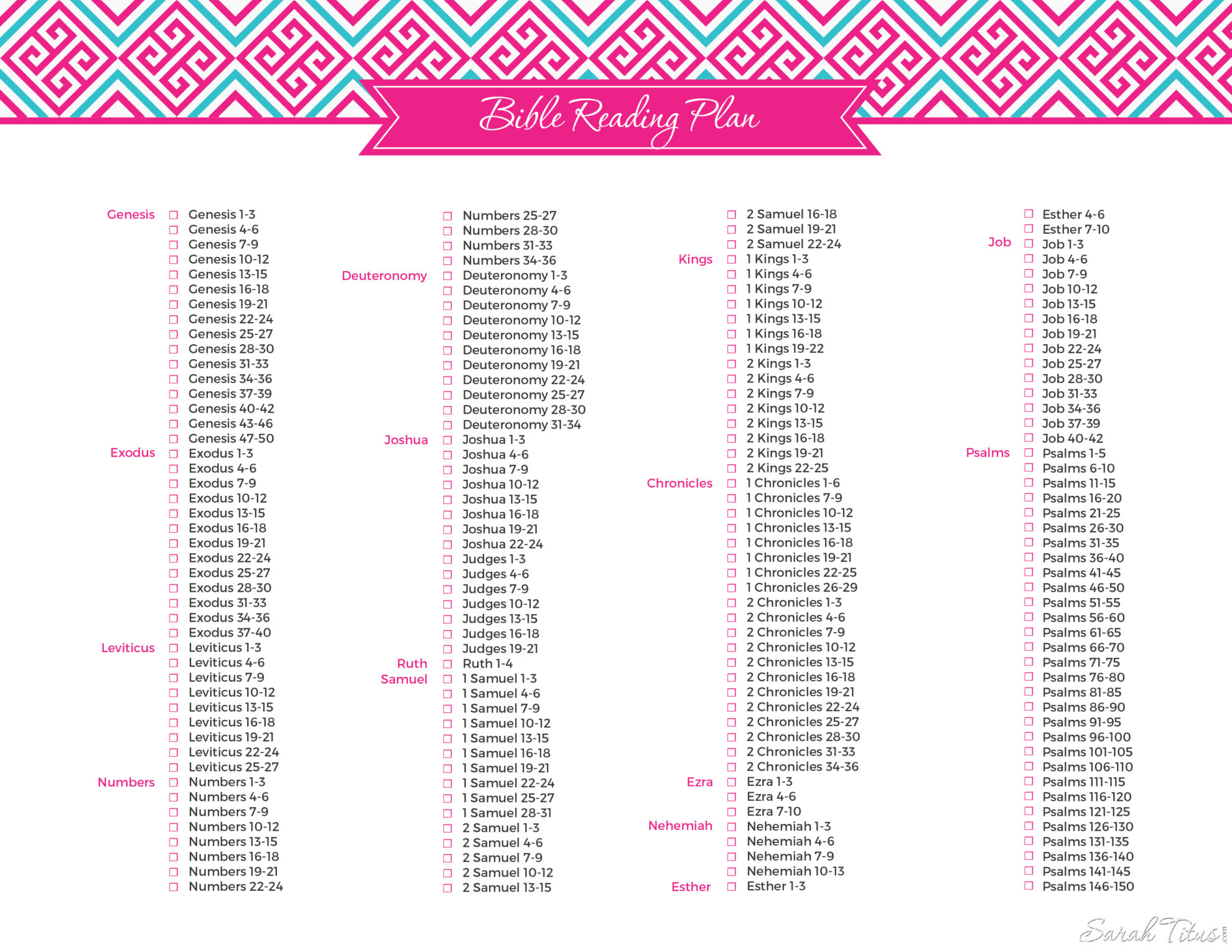 Must Have: Bible Reading Plan - Sarah Titus within Free Printable Bible Reading Schedule