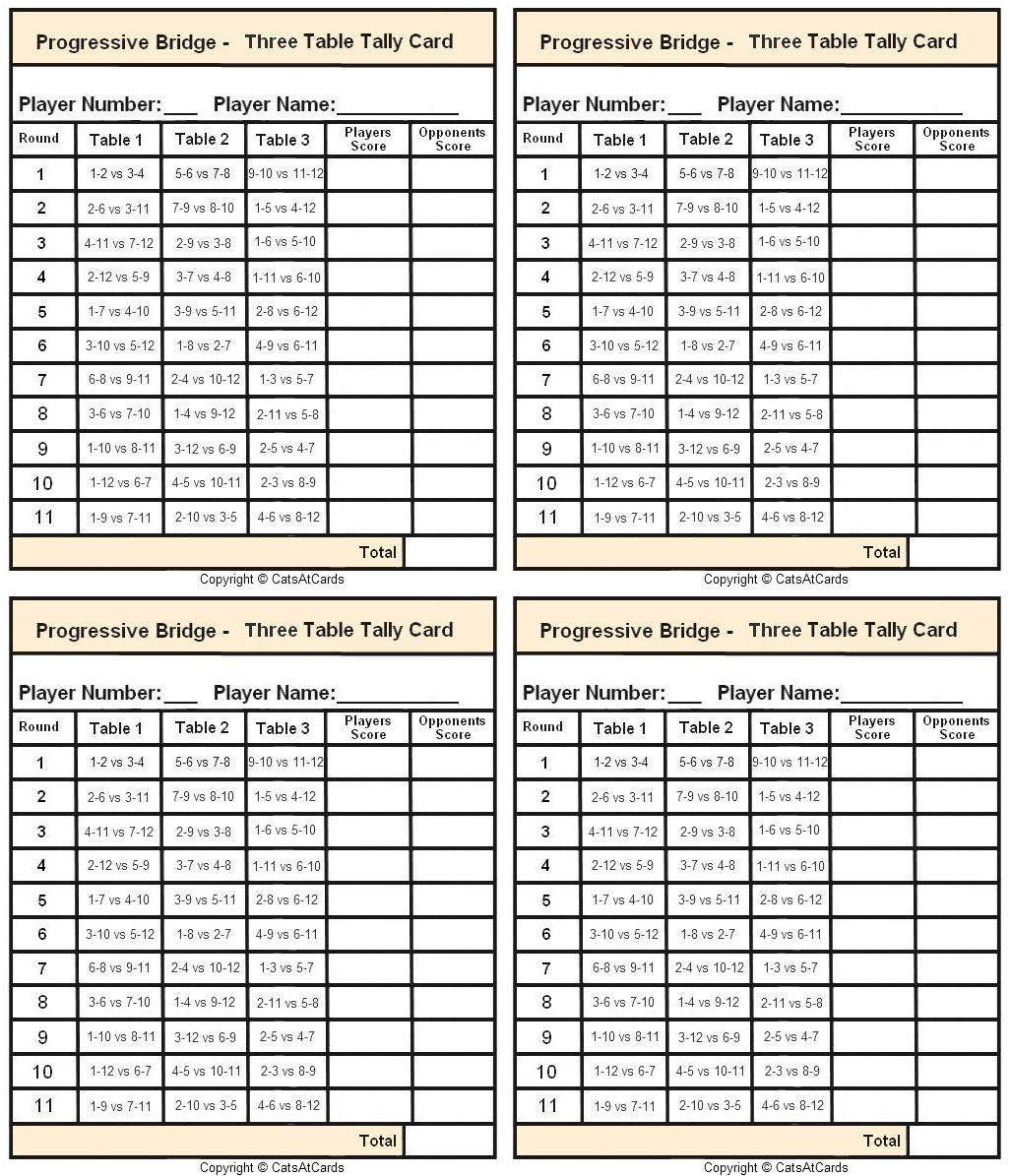 Mystery Hand Memory Sheet - Print with Free Printable Bridge Tallies For 3 Tables