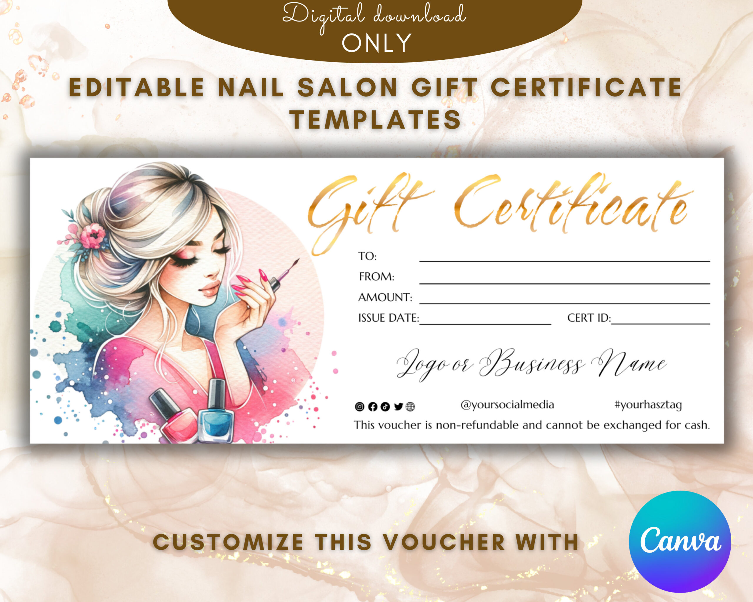 Nail Salon Gift Certificate Template Elegant Manicure Gift Card within Free Printable Manicure Gift Certificate Template