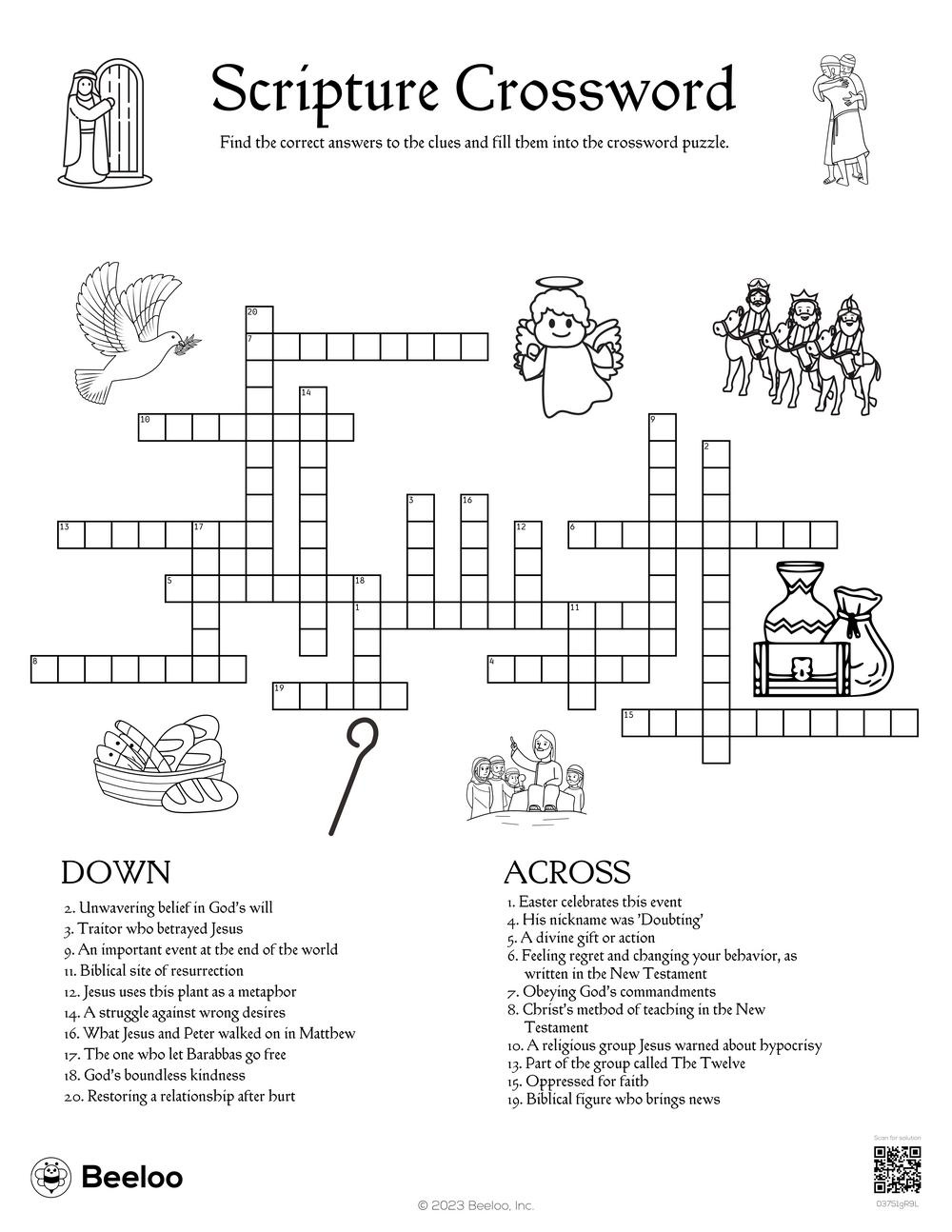 New Testament-Themed Crossword Puzzles • Beeloo Printable Crafts pertaining to Free Printable Bible Crossword Puzzles with Answers