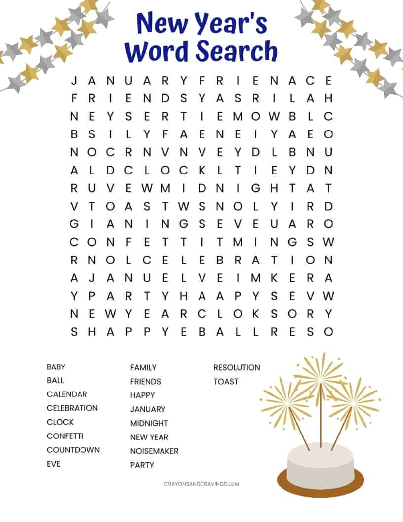 New Year&amp;#039;S Word Search Free Printable for New Years Word Search Free Printable