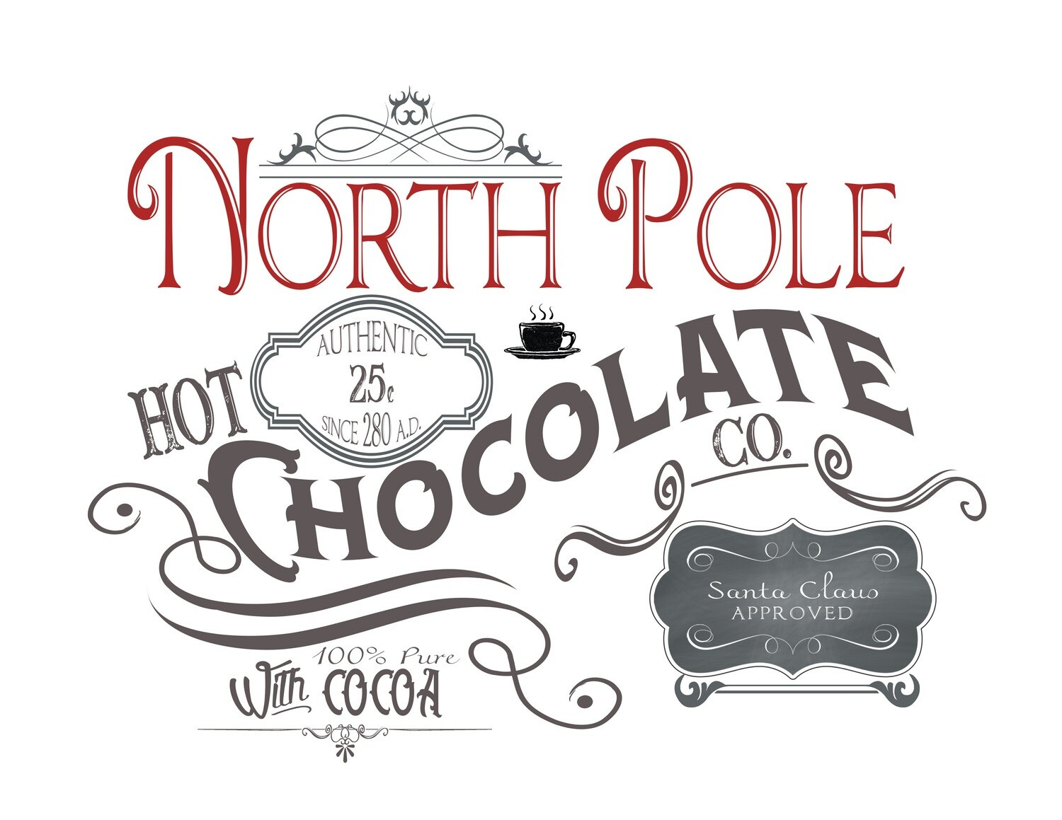 North Pole Hot Chocolate Free Printable (Hot Chocolate Bar) in Free Hot Cocoa Printable