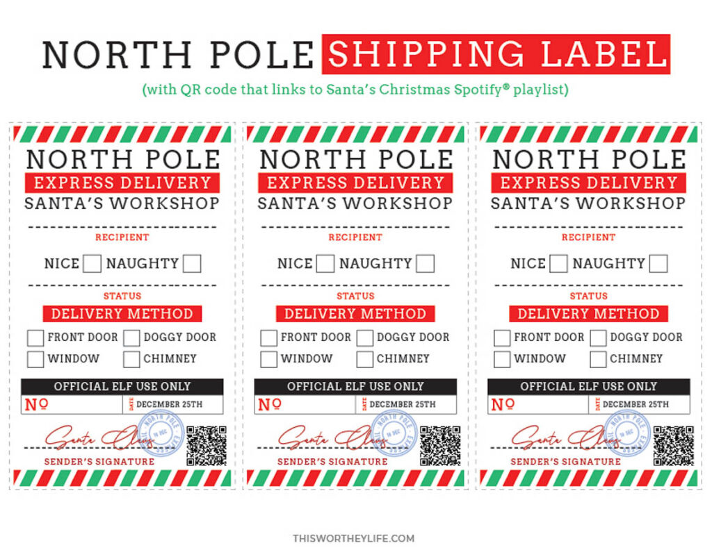 North Pole Shipping Label pertaining to Free Printable North Pole Shipping Label