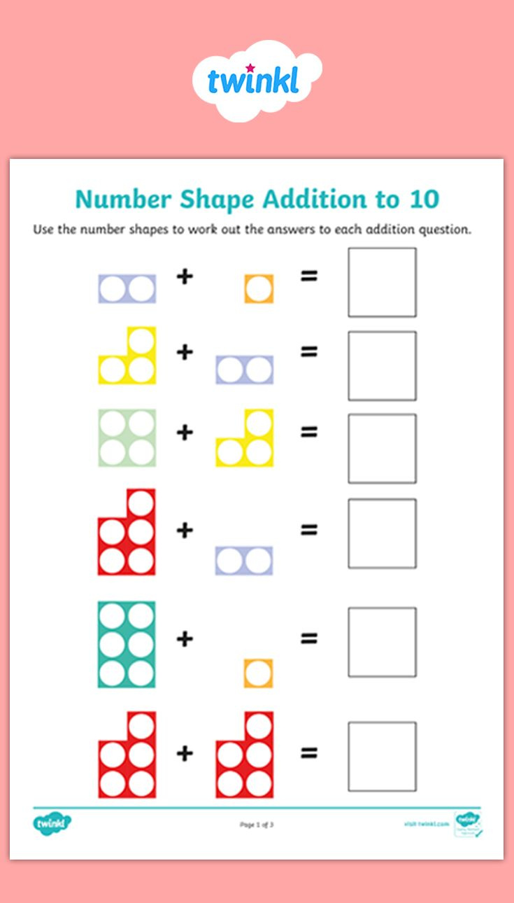 Number Shape Addition To 10 Activity Sheets. with regard to Free Printable Numicon Worksheets