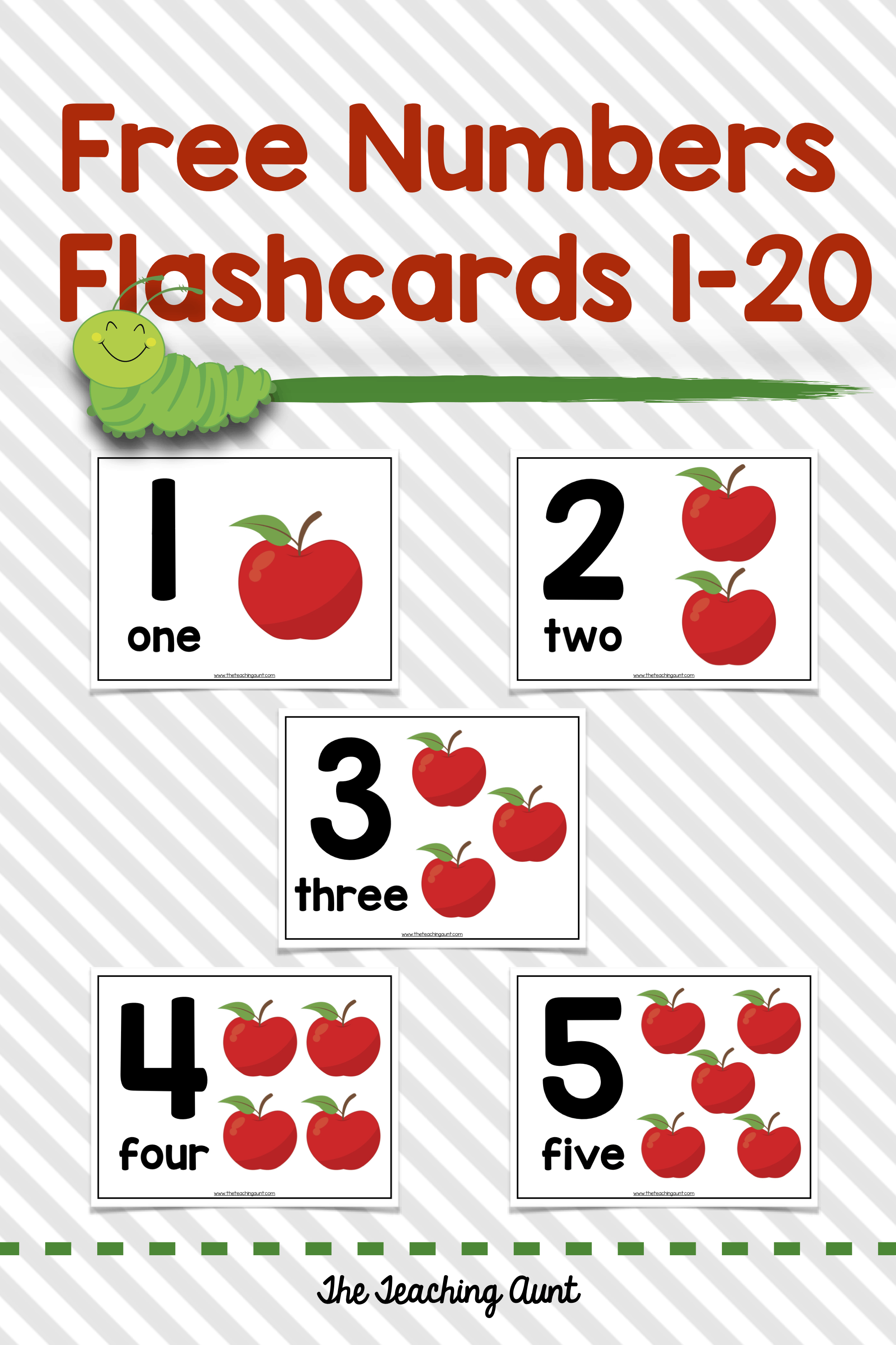 Numbers Flashcards 1-20 - The Teaching Aunt inside Free Printable Number Cards 1-20