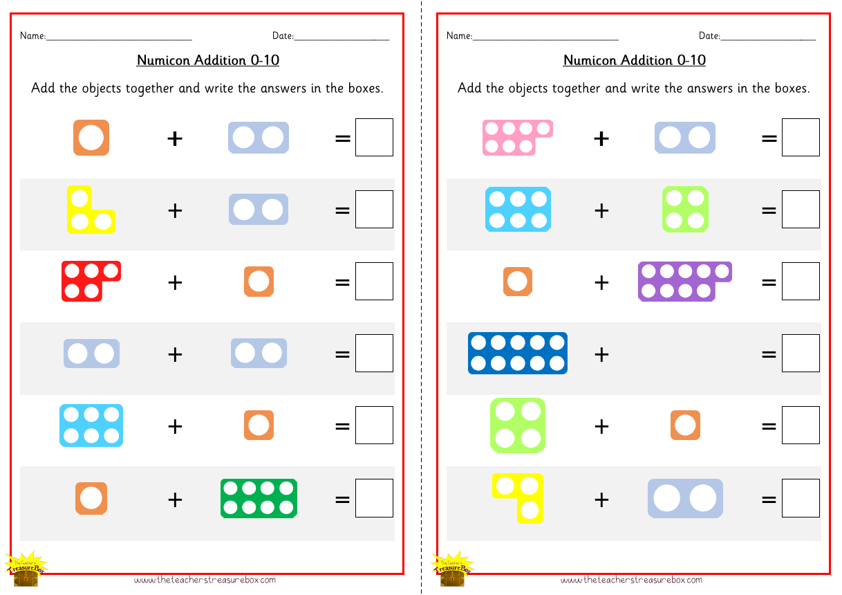 Numicon Addition Worksheet 0-10 with regard to Free Printable Numicon Worksheets