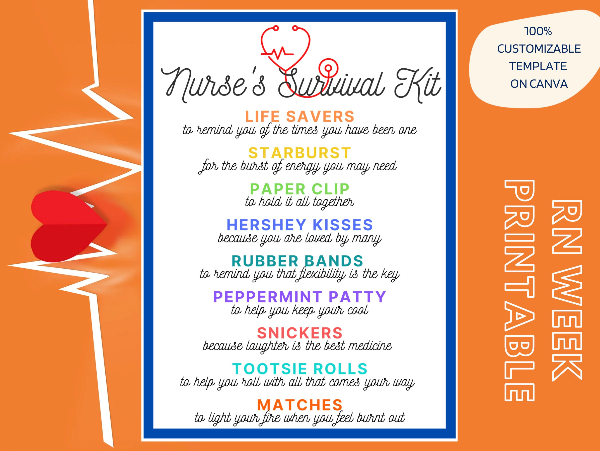 Nurses Week Survival Kit Template &amp;amp; Printable Rn Week Healthcare in Free Printable Nursing Survival Kit Template