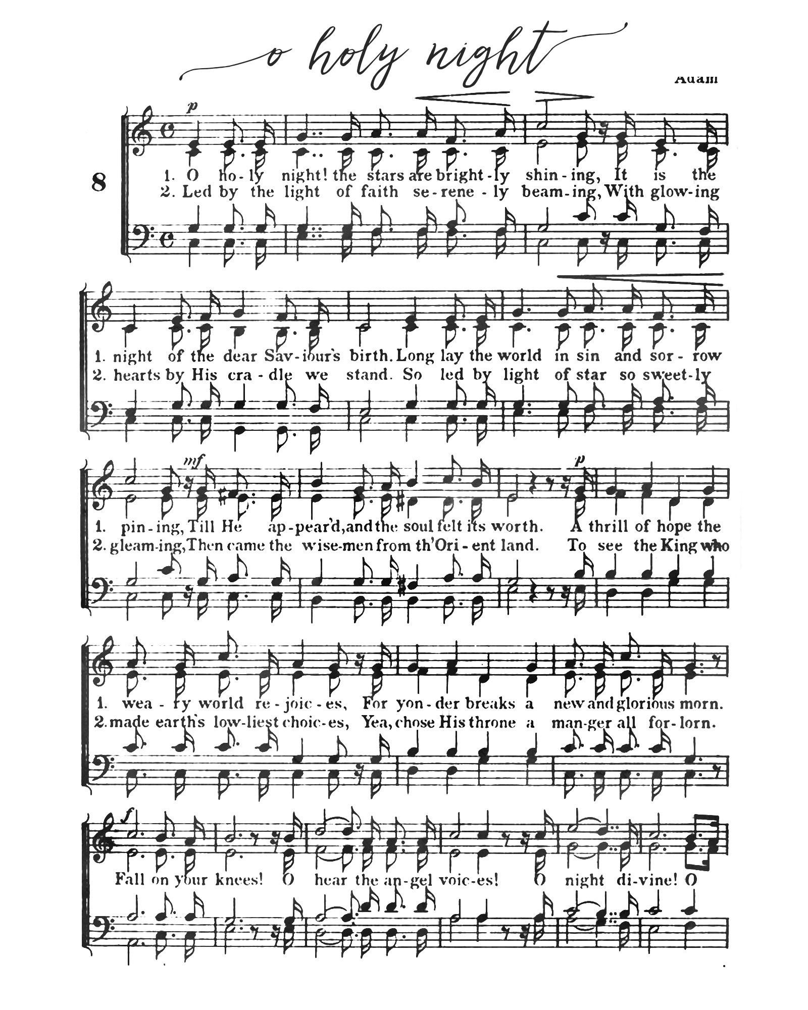 O Holy Night - Free Printable Christmas Sheet Music - Our intended for Oh Holy Night Sheet Music Free Printable