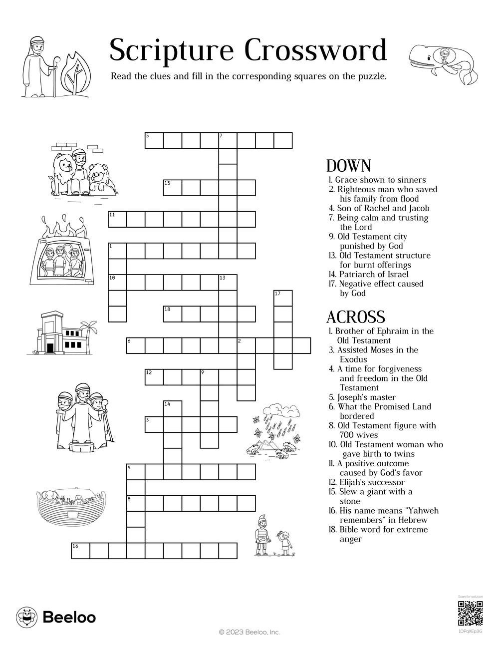 Old Testament-Themed Crossword Puzzles • Beeloo Printable Crafts for Bible Crosswords Printable