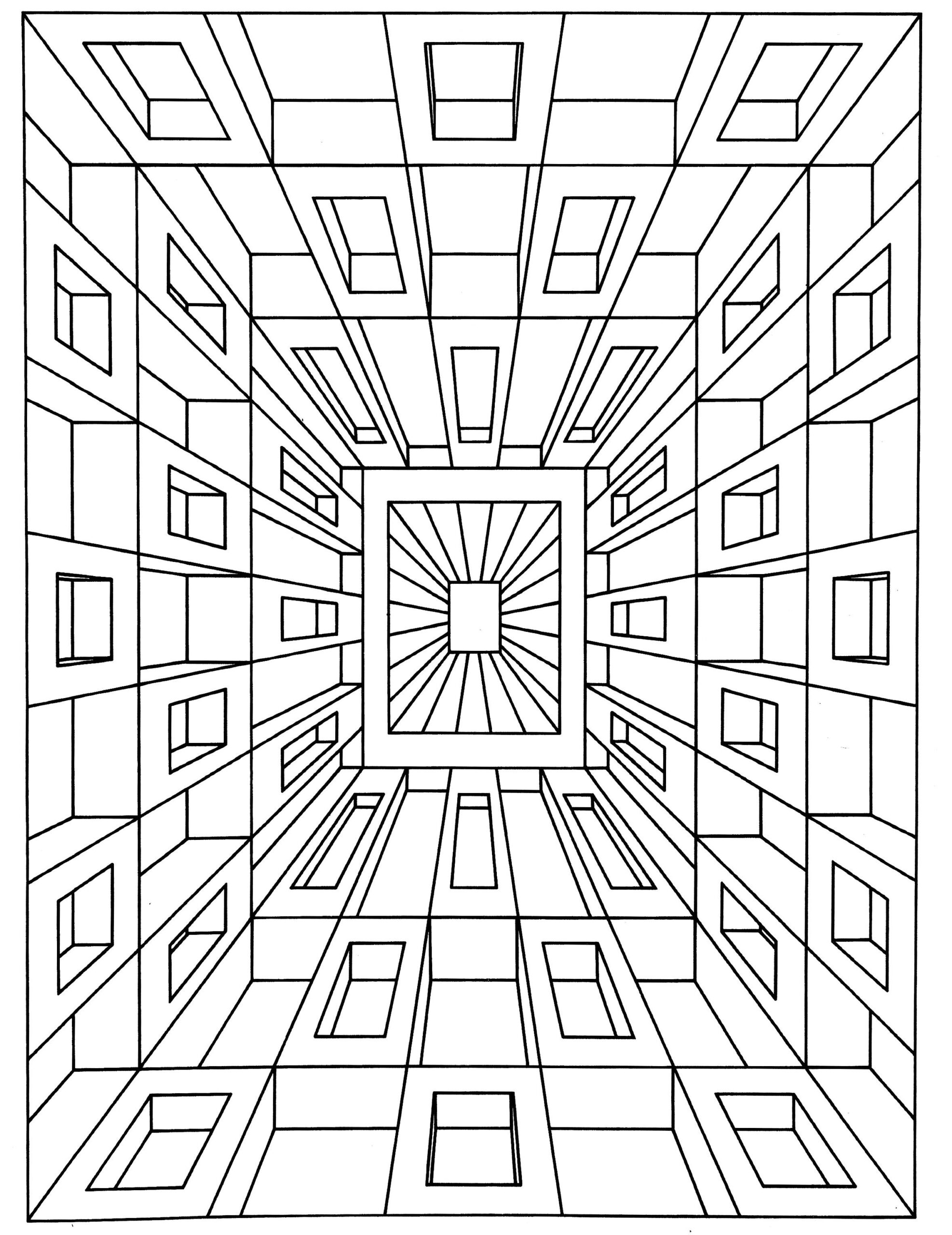 Optical Illusions (Op Art) - Coloring Pages For Adults throughout Free Printable Optical Illusions Coloring Pages