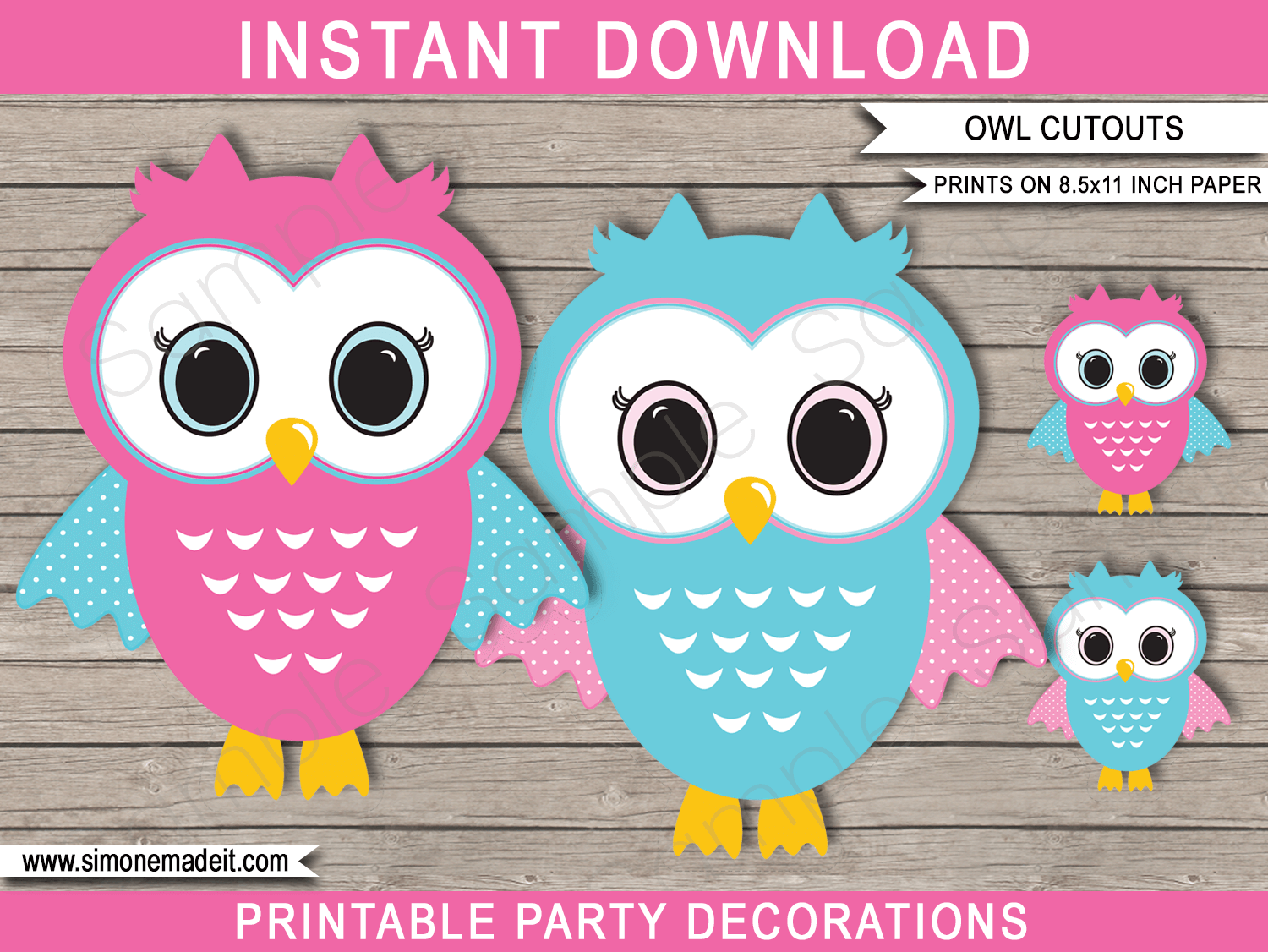 Owl Party Cutouts Decoration - Pink intended for Owl Birthday Printables Free