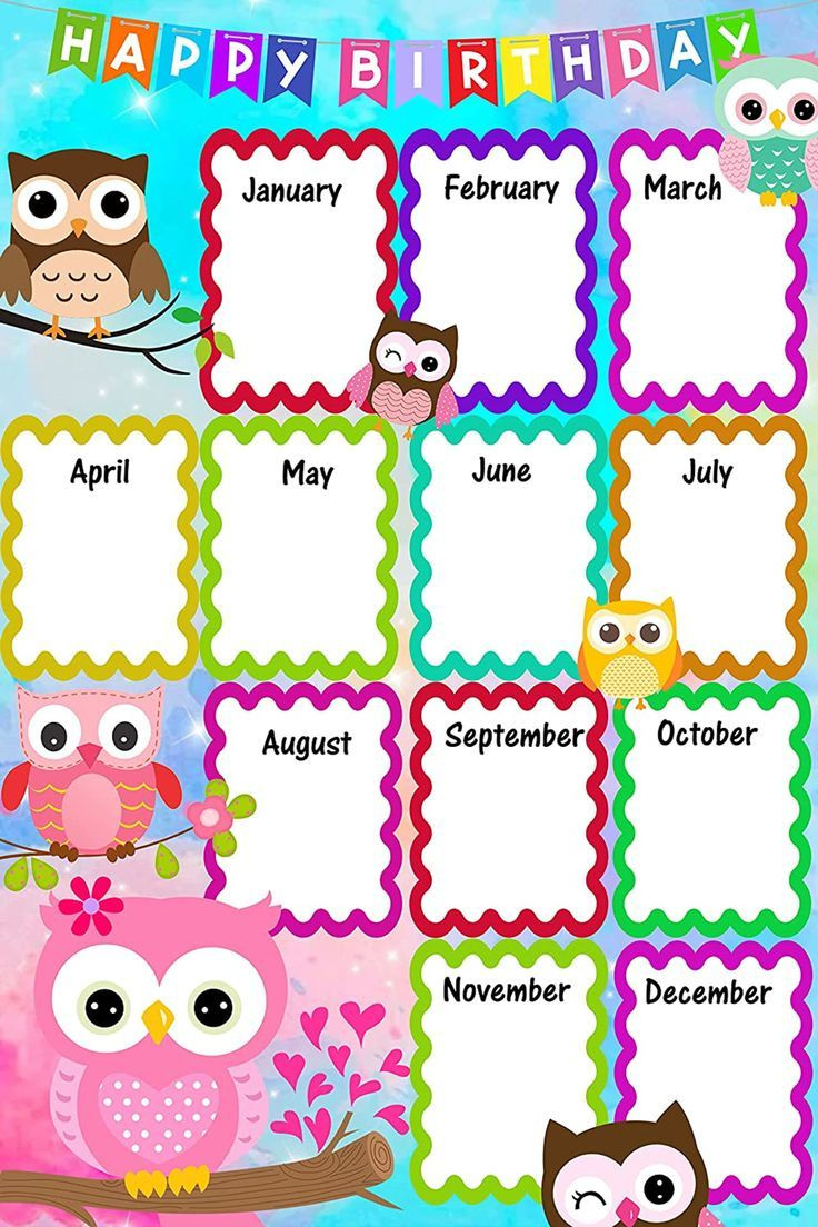 Owl Themed Birthday Calendar intended for Owl Birthday Printables Free