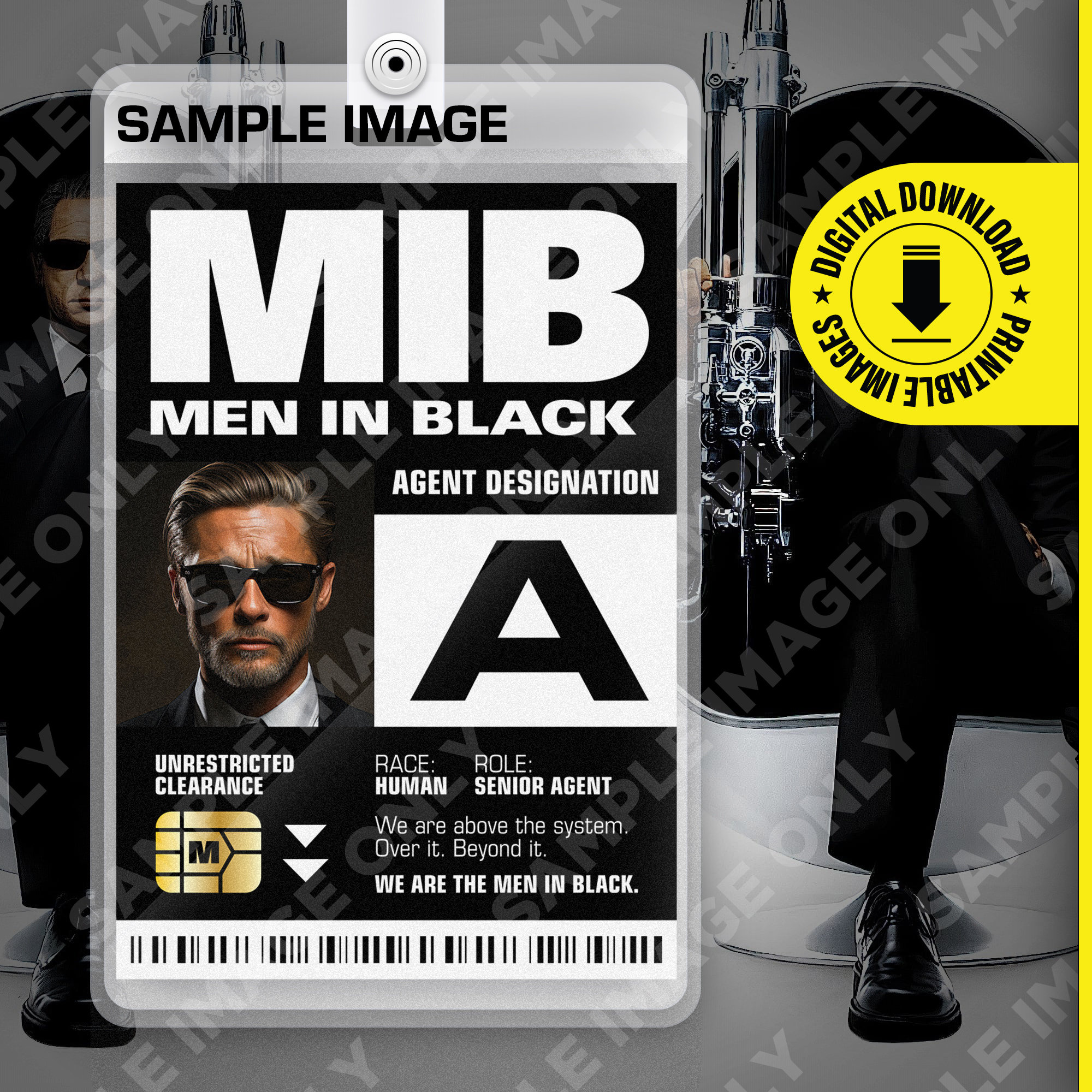 Pdf Download Custom Mib Special Agent Men In Black Id Badge Card within Badge Creator Free Printable Mib Badge Template