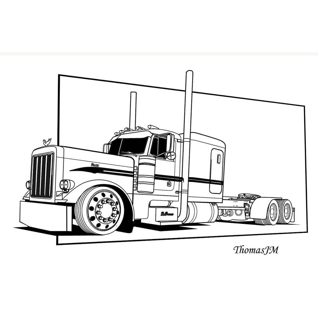 Peterbilt Drawing with regard to Free Printable Peterbilt Coloring Pages