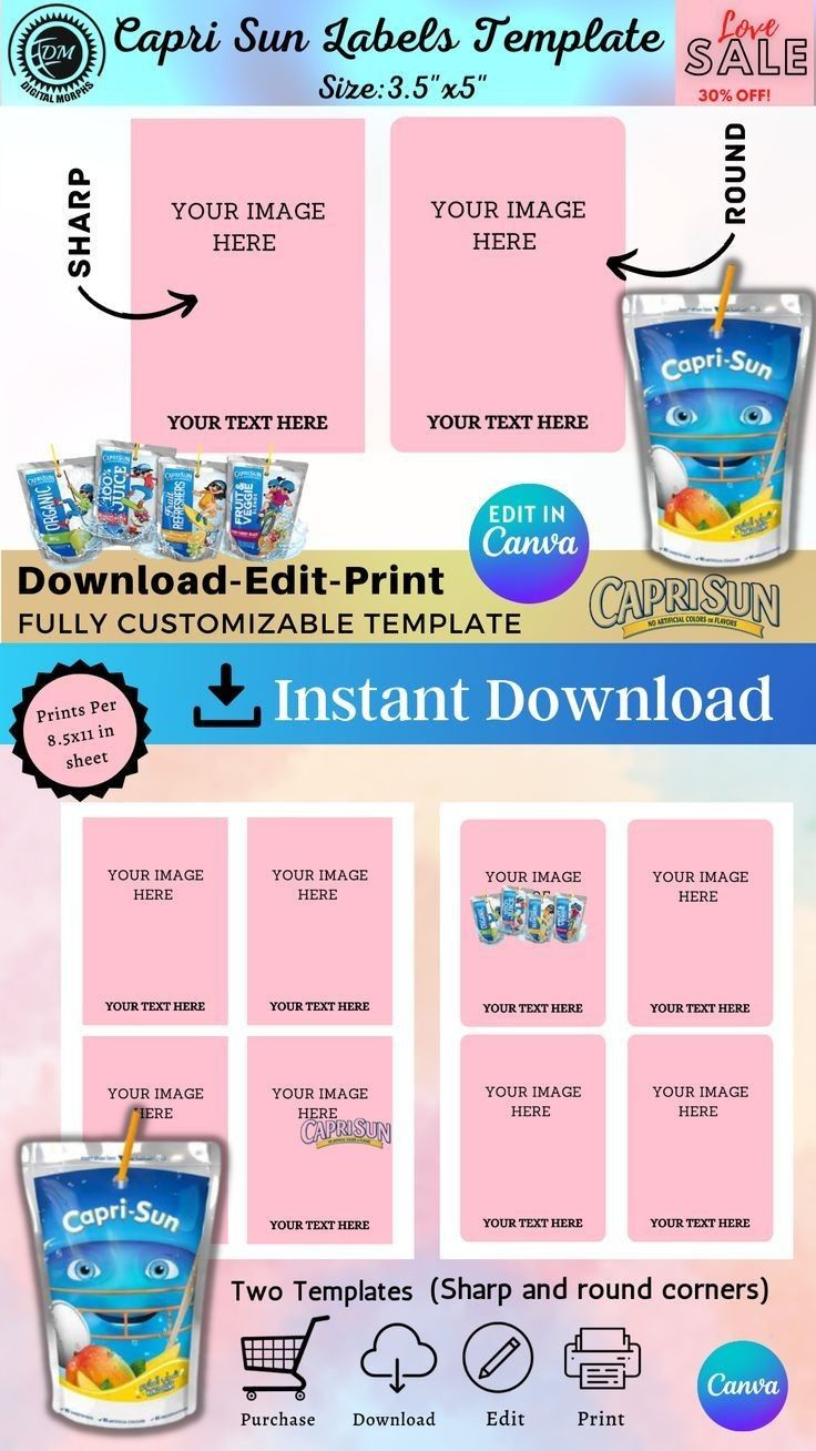 Pin Page inside Free Printable Capri Sun Label Template Free