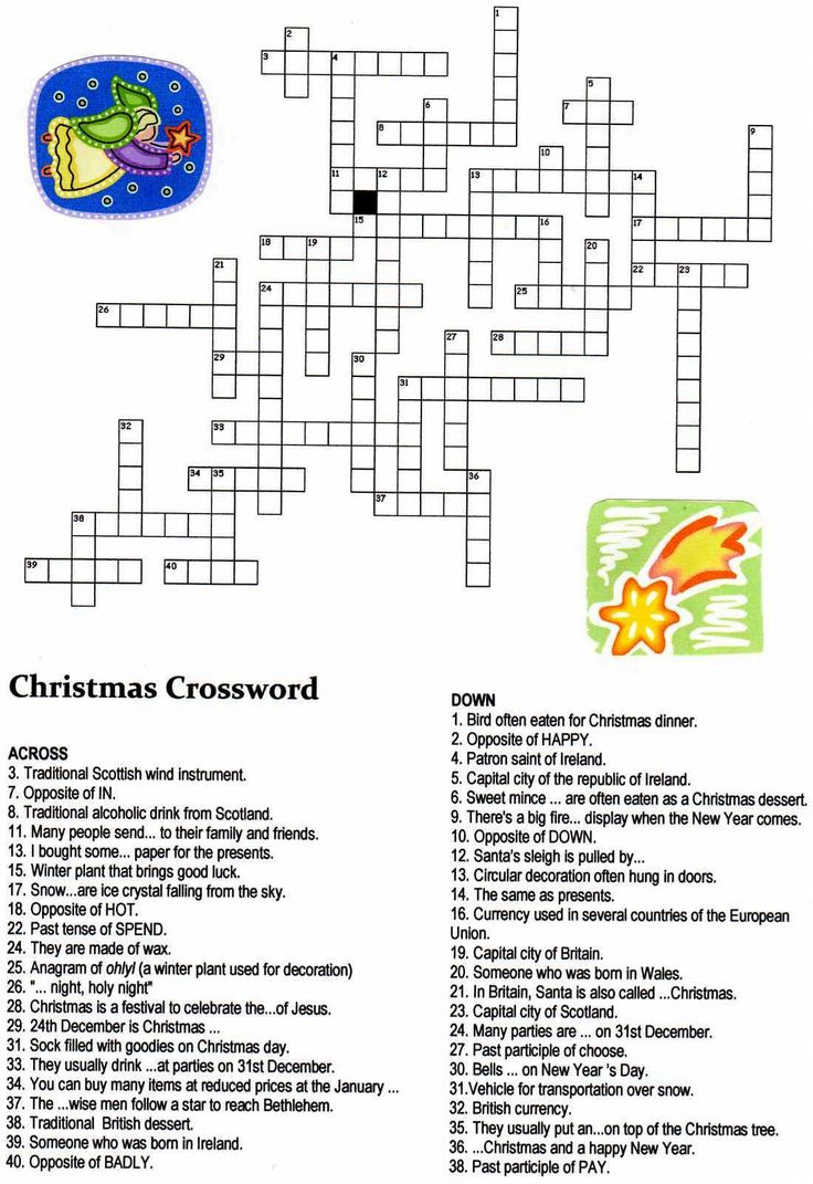 Pin Page intended for Christmas Crosswords Printable