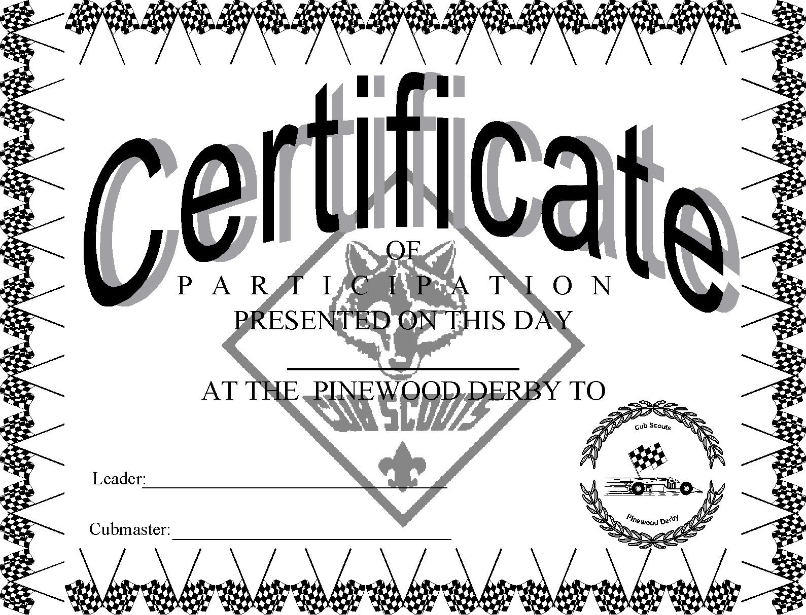 Pinewood Derby Certificates – The Idea Door inside Pinewood Derby Certificates Free Printable