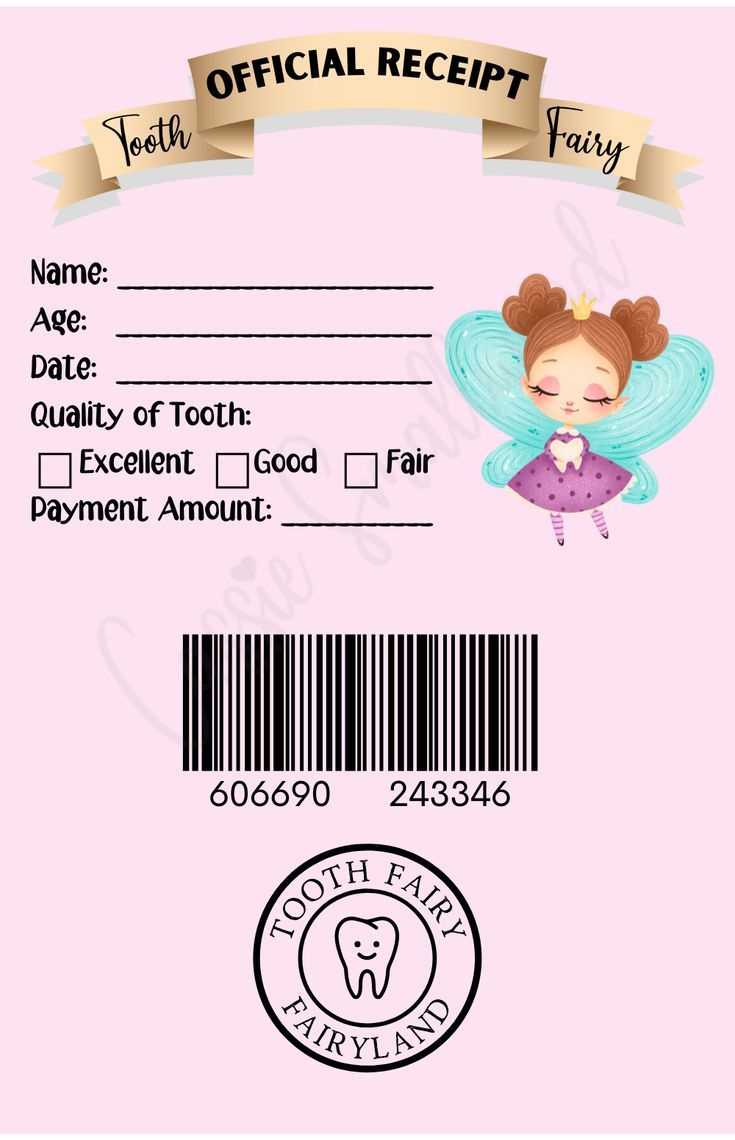 Pink Official Tooth Fairy Receipt For Girls throughout Tooth Fairy Receipt Printable Free