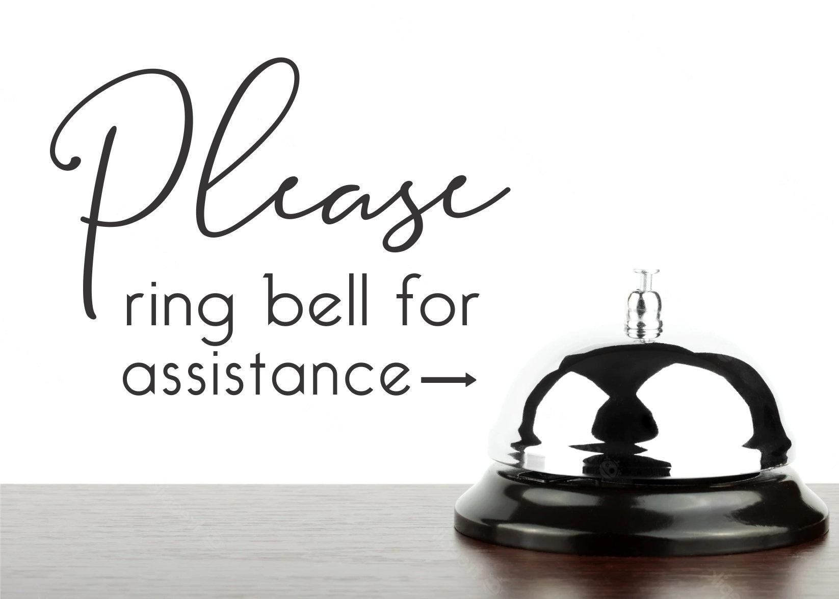 Please Ring Bell For Assistance Decal With Arrow, Ring Service for Please Ring Bell For Assistance Printable Free