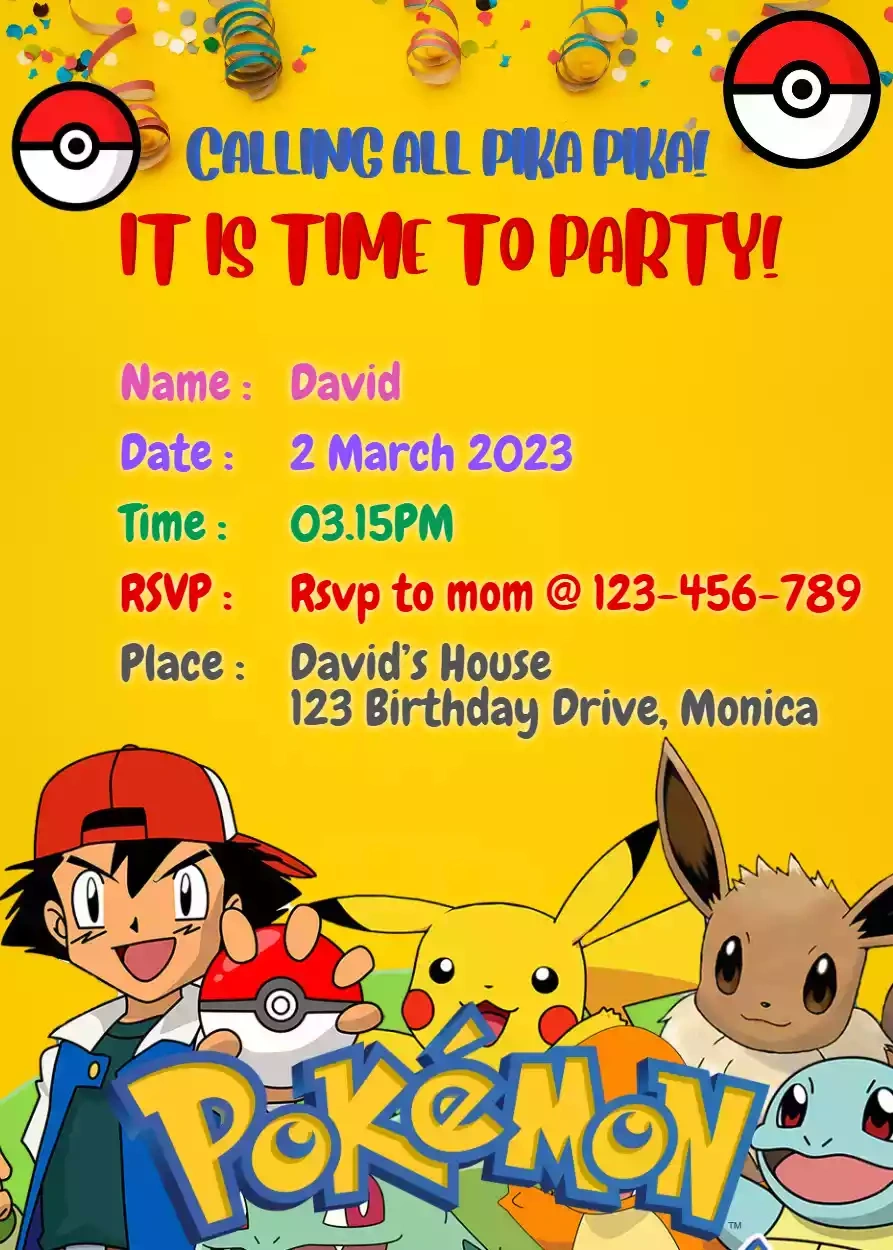 Pokemon Birthday Party Invitations - I Love Invite - Free in Pokemon Birthday Invitations Printable Free