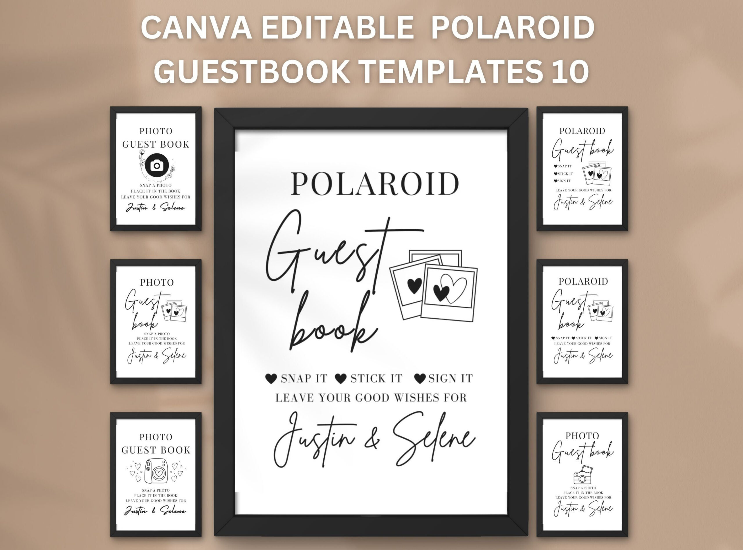 Polaroid Guest Book Sign Photo Guestbook Sign Printable Canva throughout Polaroid Guest Book Sign Printable Free