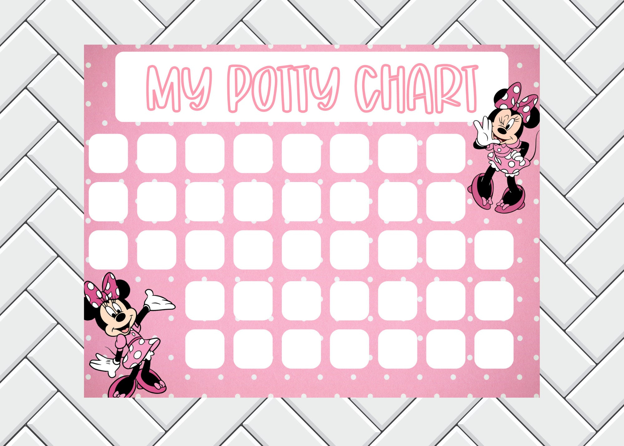 Potty Training Chart Sticker Chart Kids Reward Chart Minnie Mouse throughout Free Printable Minnie Mouse Potty Chart