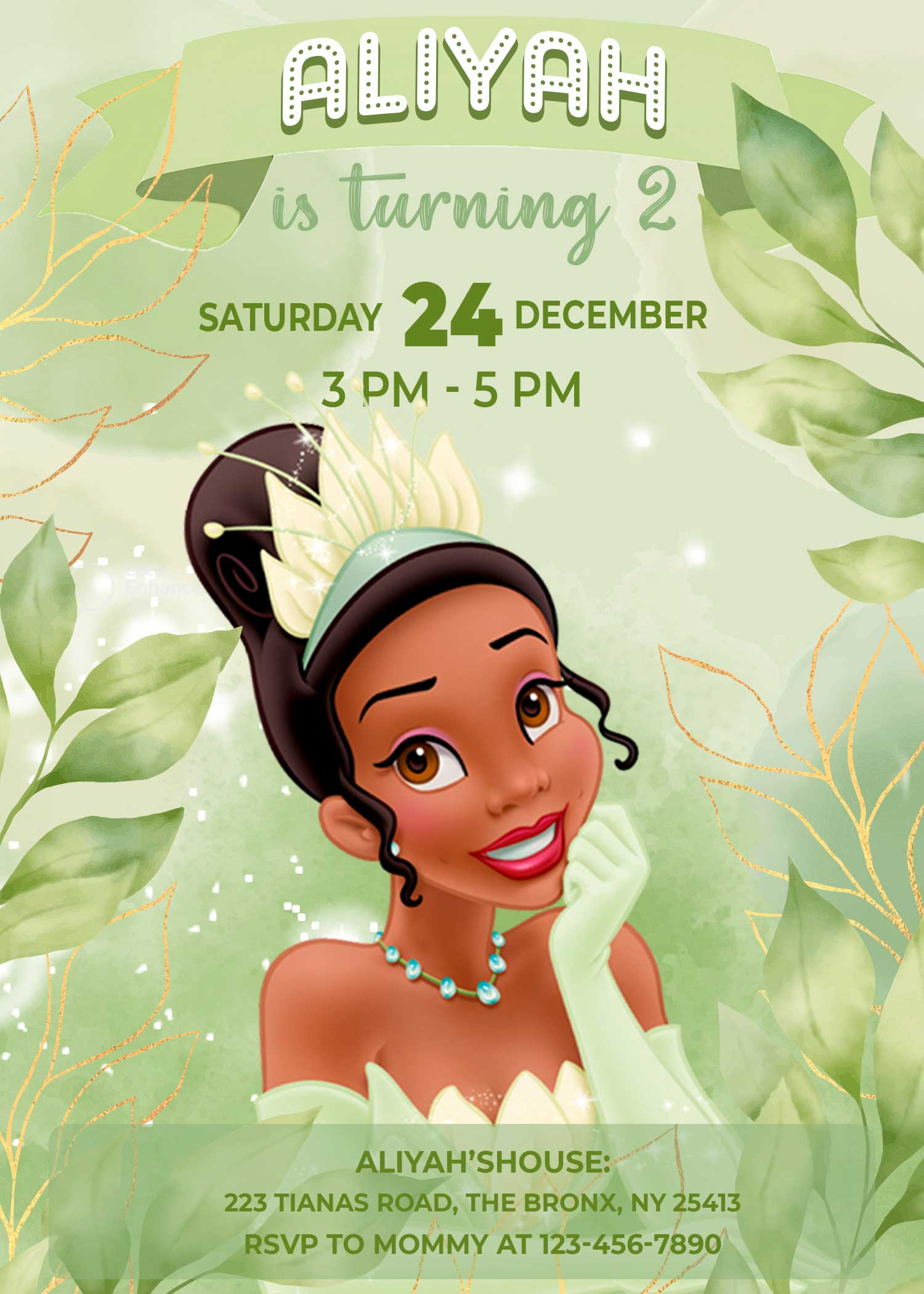 Princess And The Frog Birthday Invitation | Free Backside | 24H Ready throughout Free Printable Princess Tiana Invitation Template