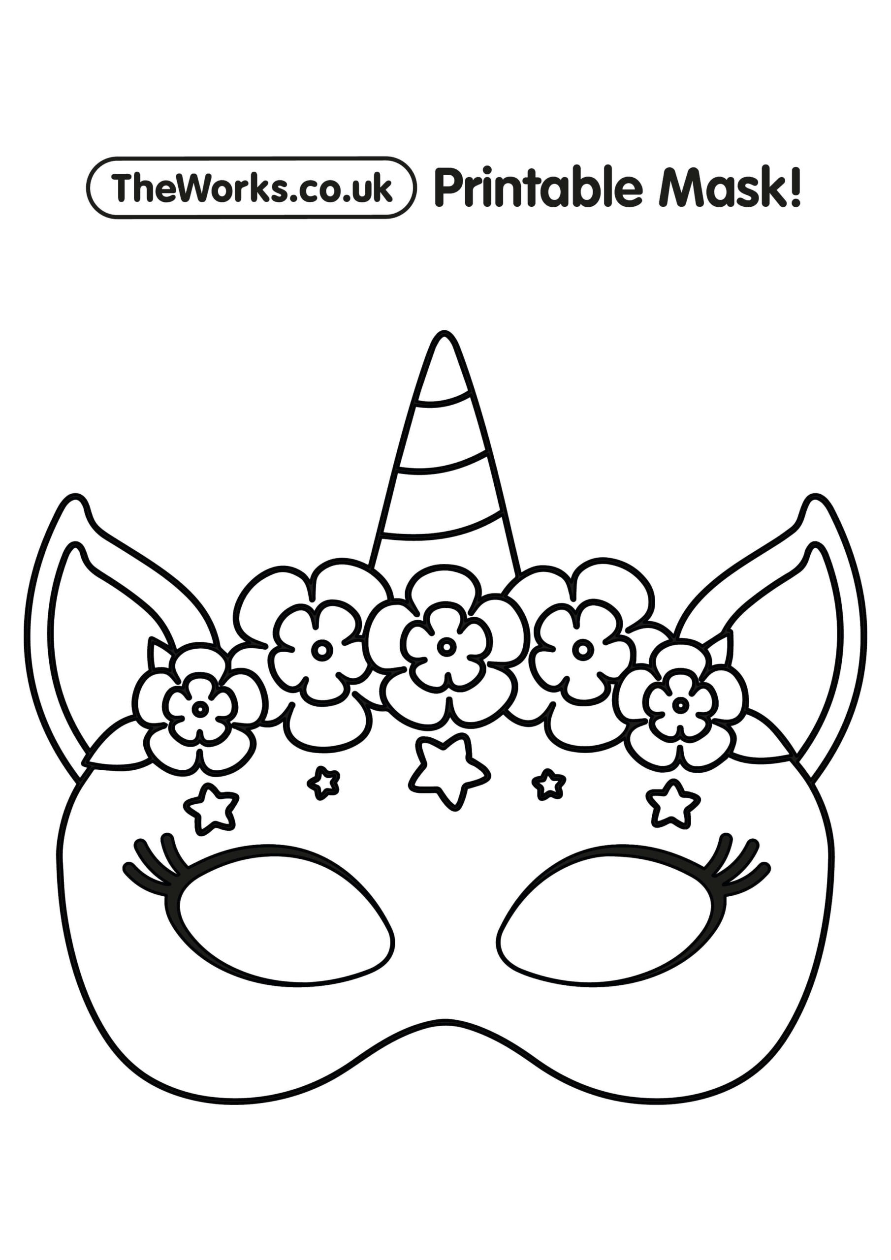 Print At Home Animal Masks | The Works for Free Printable Unicorn Mask Template