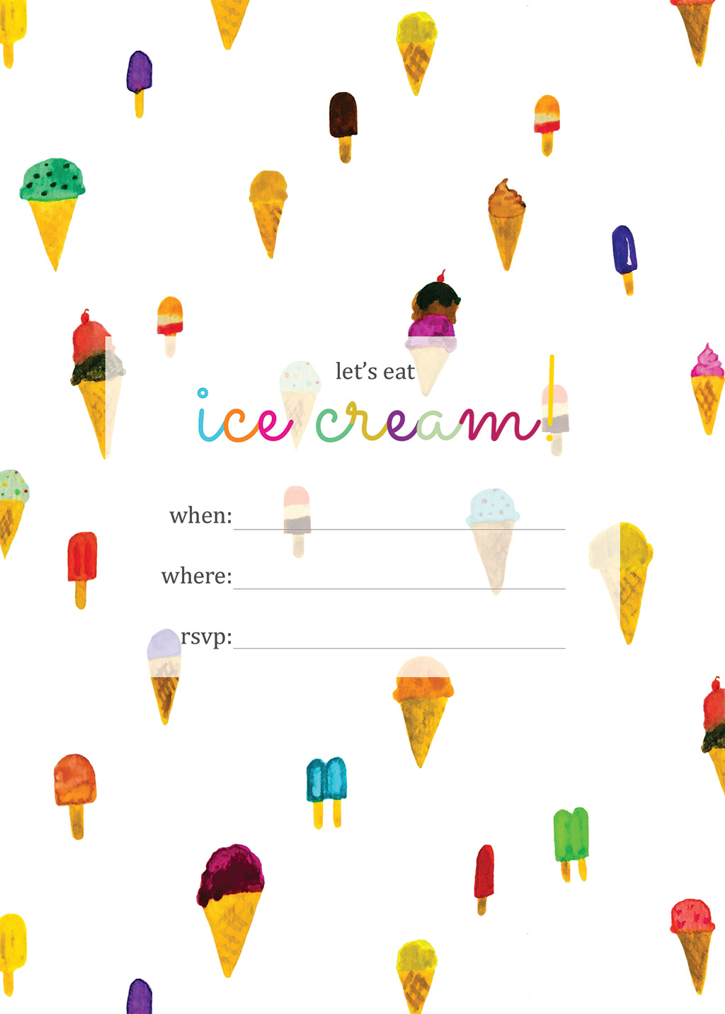 Print | Printable Ice Cream Party Invitation - Squirrelly Minds inside Free Ice Cream Party Printables