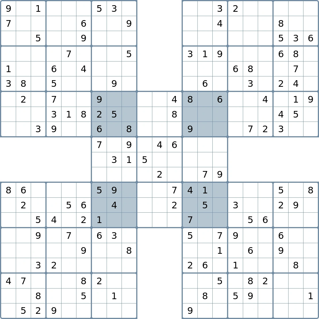 Print Samurai Sudoku — Escape Sudoku with regard to Free Printable Samurai Sudoku