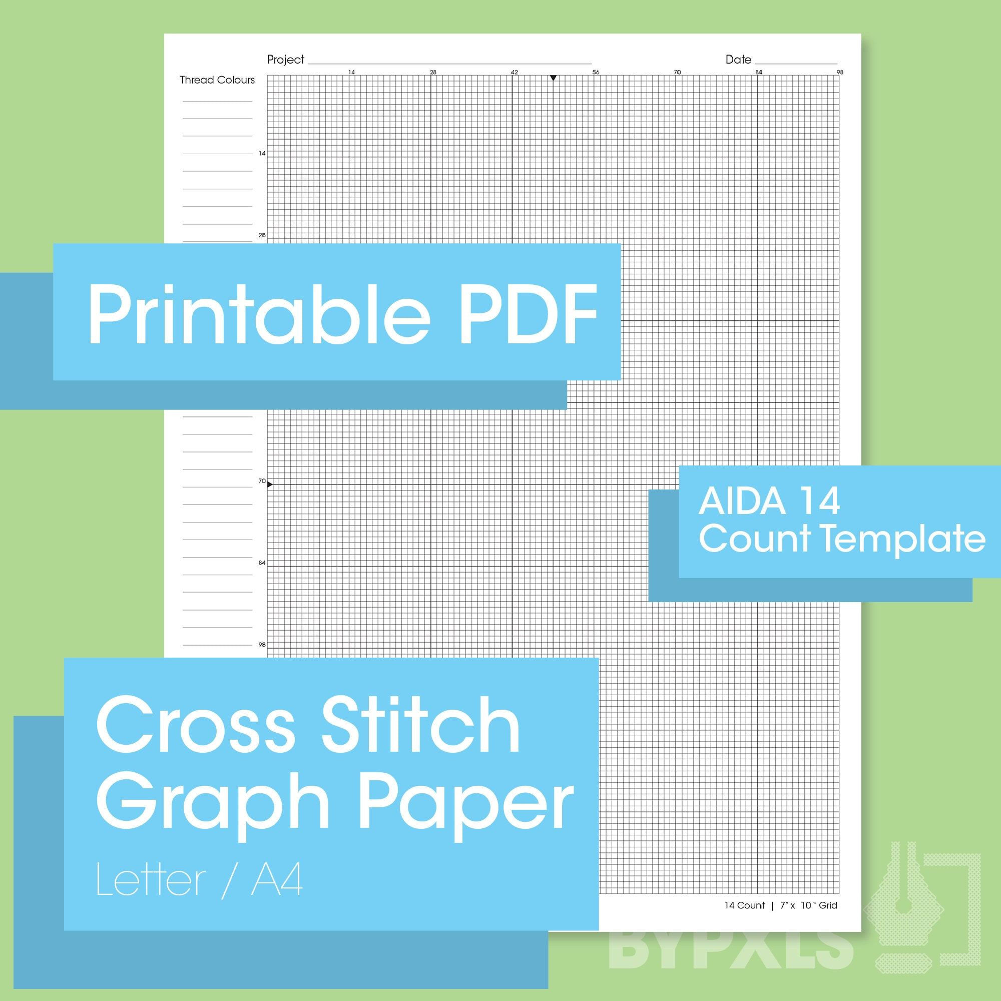 Printable | Aida 14 Cross Stitch Graph Paper | Letter/A4 | 14 with Free Printable 14 Count Cross Stitch Graph Paper