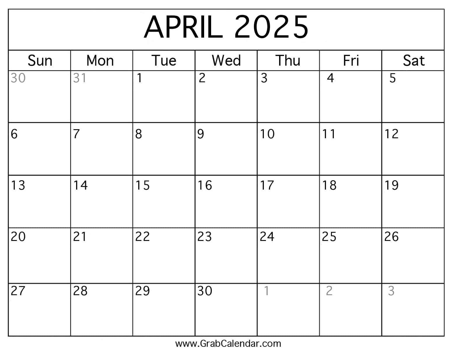 Printable April 2025 Calendar with regard to Free Printable April 2025 Calendar