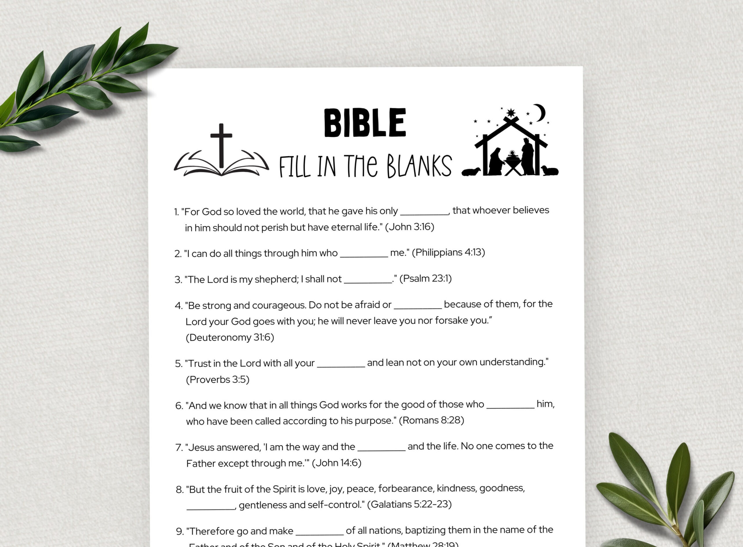 Printable Bible Fill In The Blanks, Bible Games, Fun Christian Youth Group Game, Sunday School, Church Study Activity, Digital Download in Free Printable Bible Lessons For Youth