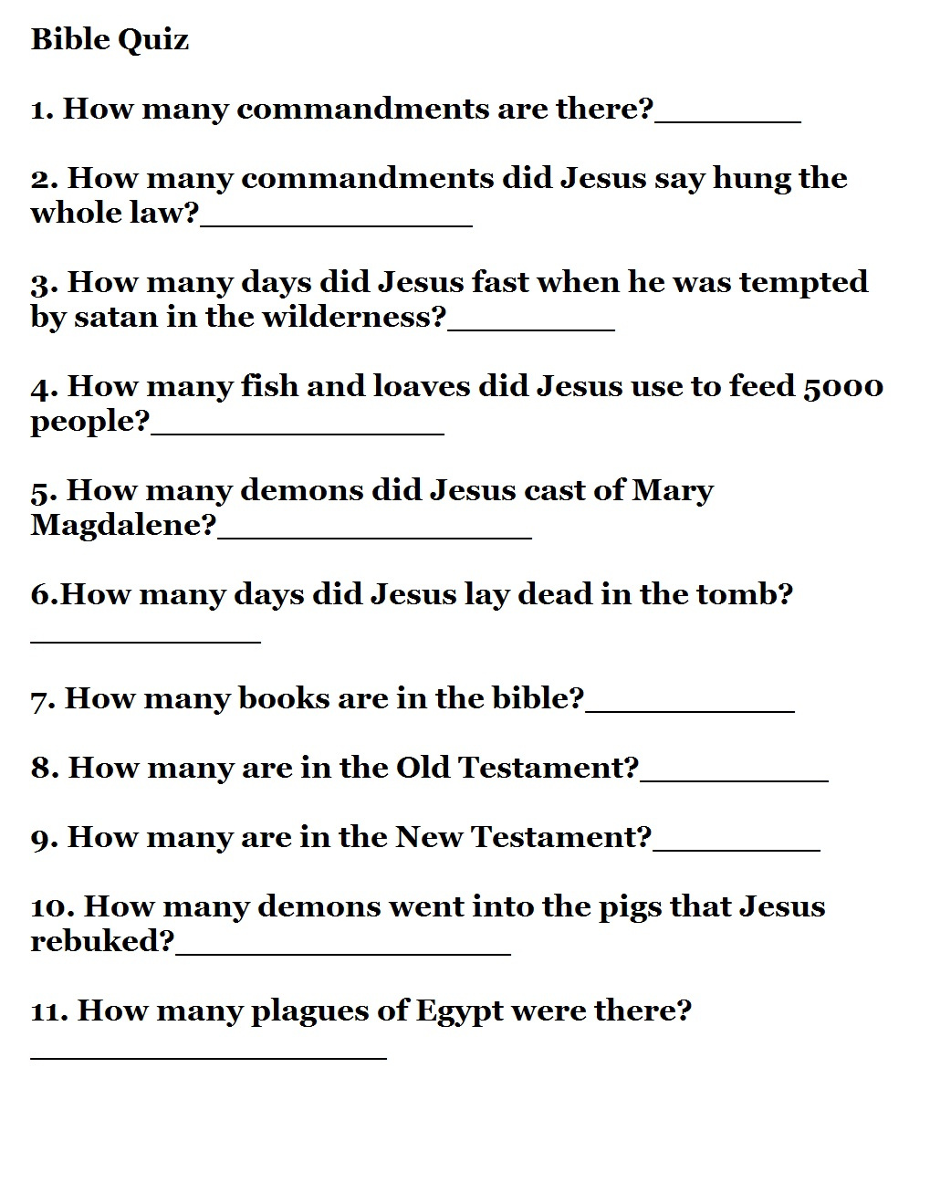 Printable Bible Quizzes in Free Printable Bible Trivia