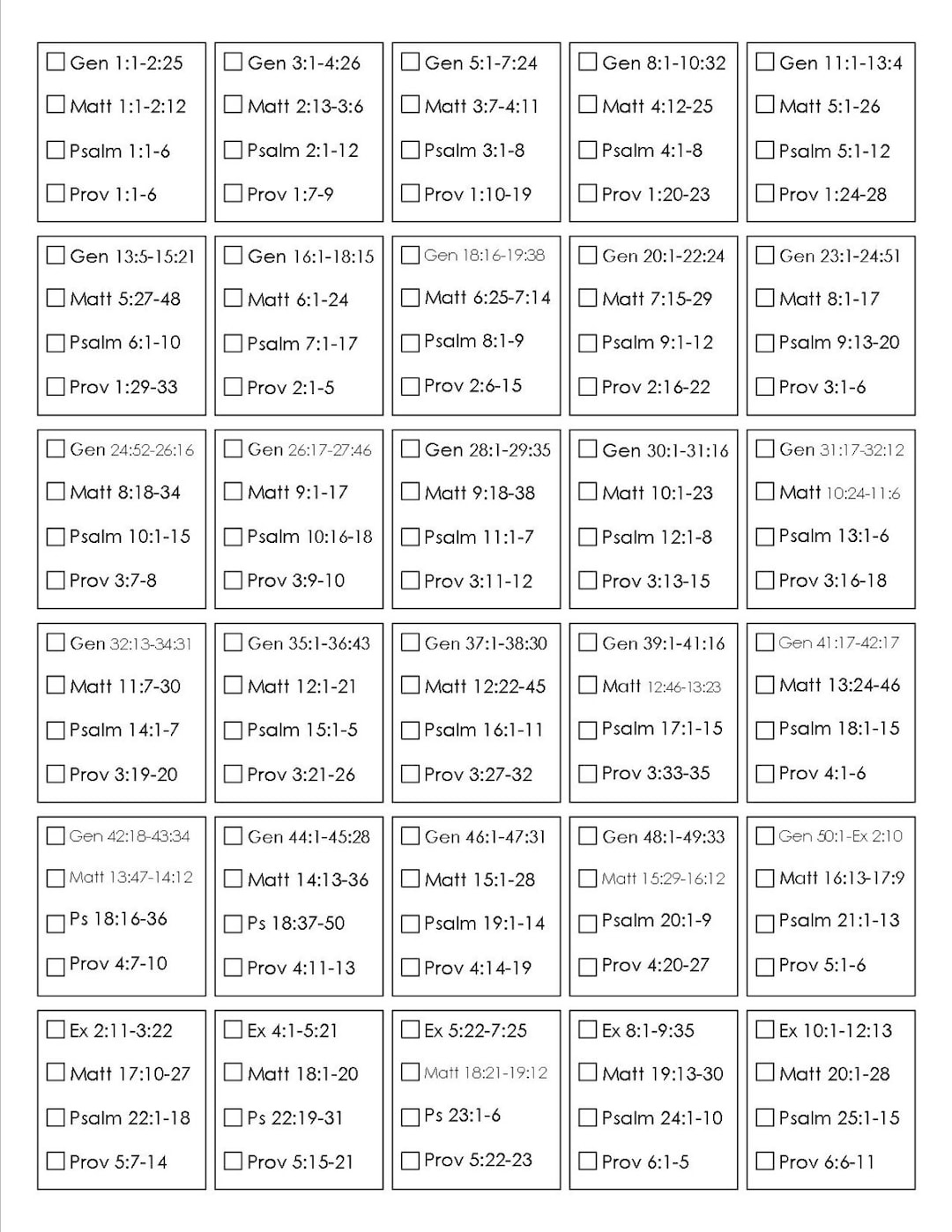 Printable Bible Reading Plan Read The Bible In One Year - Etsy intended for Free Printable Read the Bible in a Year Plan