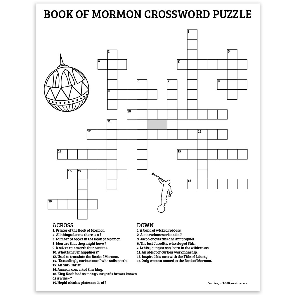 Printable Book Of Mormon Crossword Puzzle - Advanced for Lds Crossword Puzzles Printable