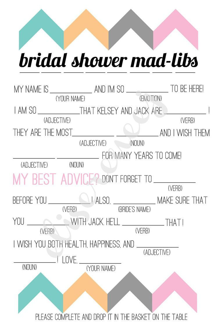 Printable Bridal Shower Mad-Lib | Bridal Shower Planning, Bridal in Wedding Shower Mad Libs Printable Free