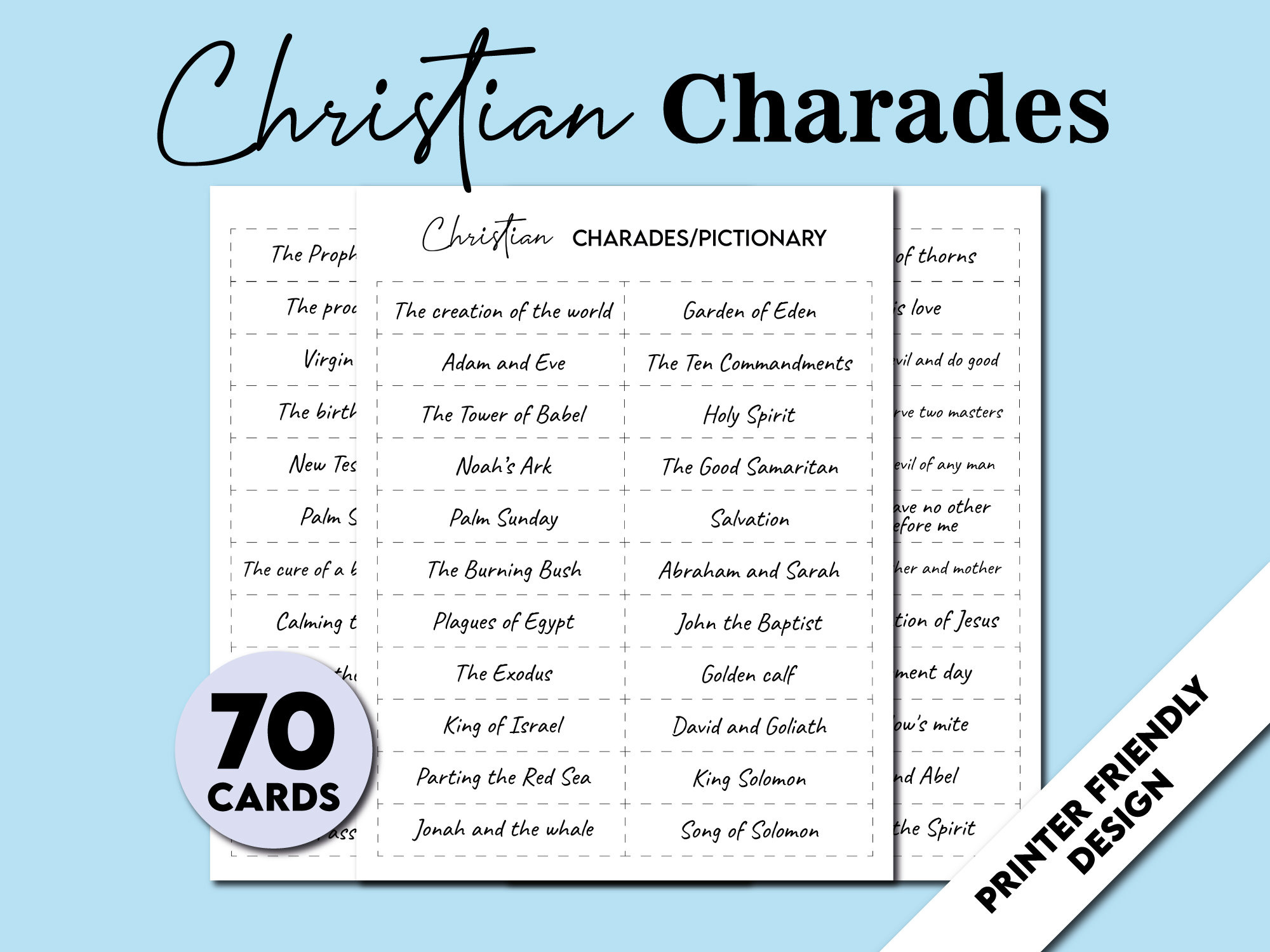 Printable Christian Charades Game, 70 Bible Charades, Easter pertaining to Bible Charades Free Printable