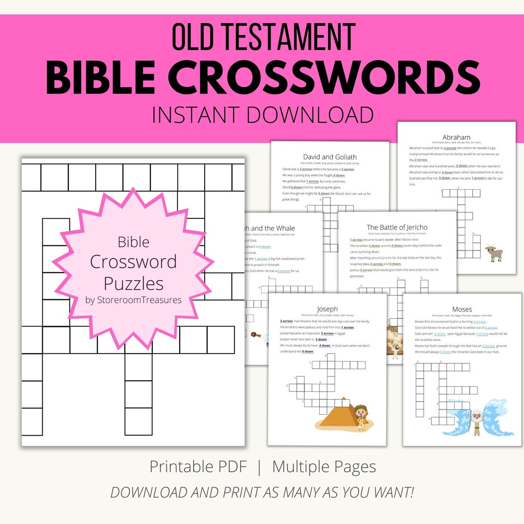 Printable Crossword Puzzle Activity Book Old Testament - Etsy regarding Bible Crossword Puzzle Printable