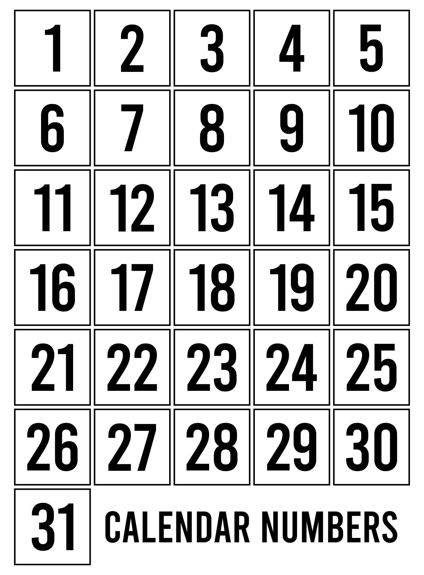 Printable December Calendar Numbers For Preschool Math regarding Free Printable Calendar Numbers 1-31