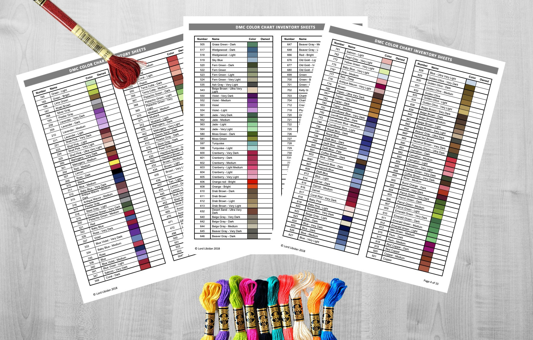 Printable Dmc Thread Color Chart Tracker Inventory Sheet - Etsy Uk throughout Free Printable Dmc Color Chart