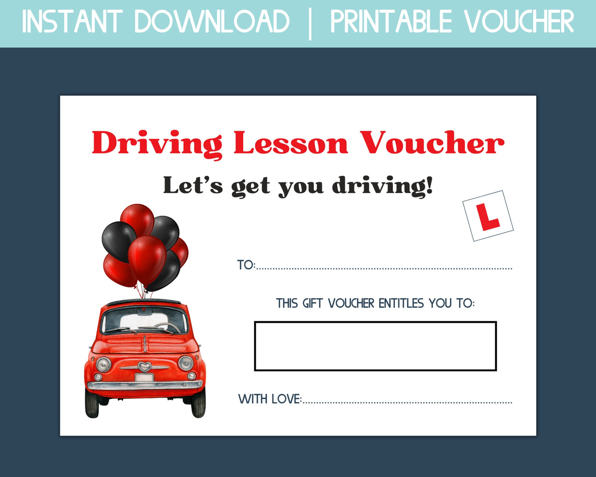 Printable Driving Lesson Voucher, 16Th Birthday Gift For Daughter for Free Printable Driving Lesson Voucher Template