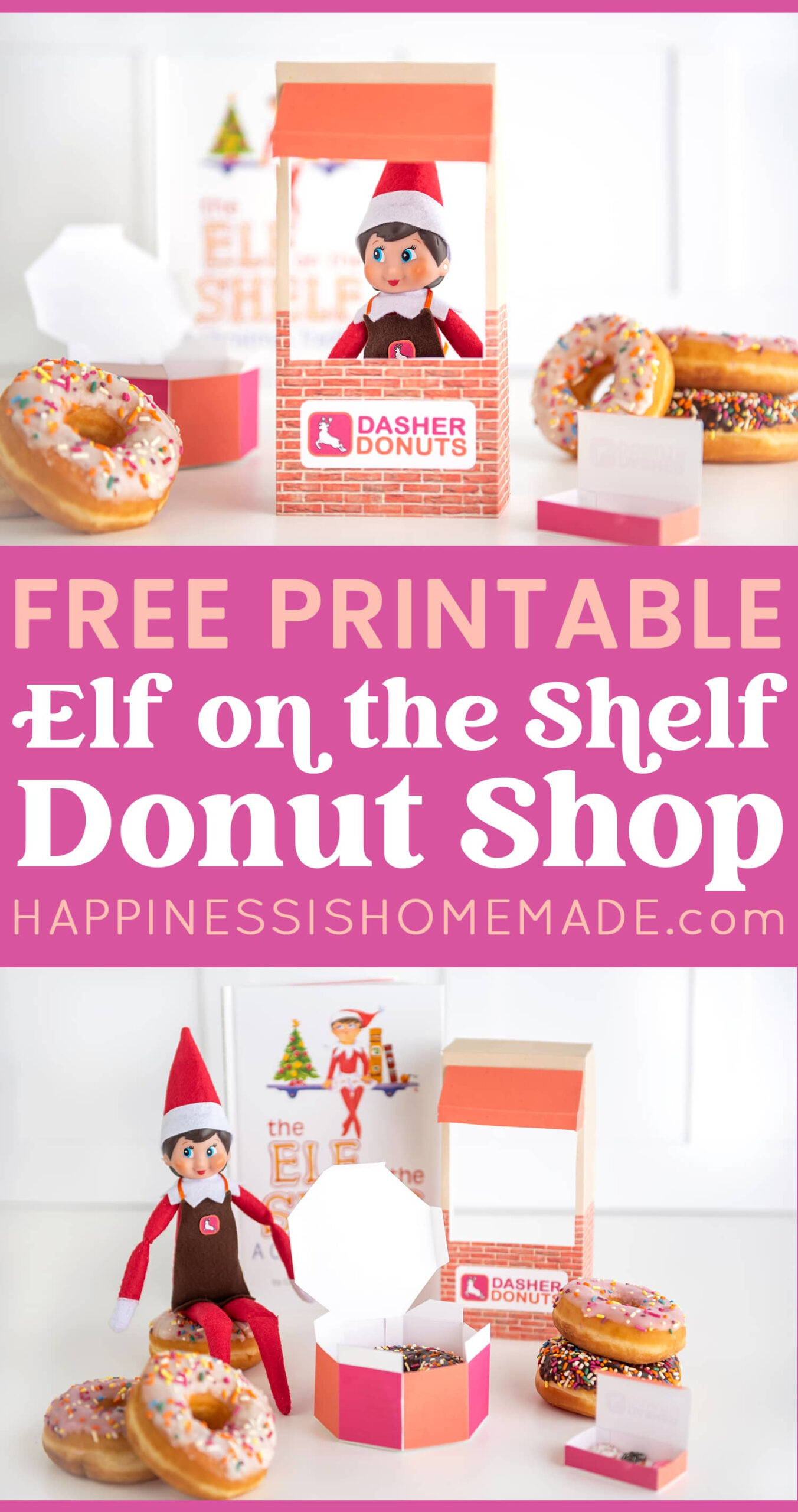 Printable Elf Donut Shop Props - Happiness Is Homemade for Elf On The Shelf Donut Box Free Printable