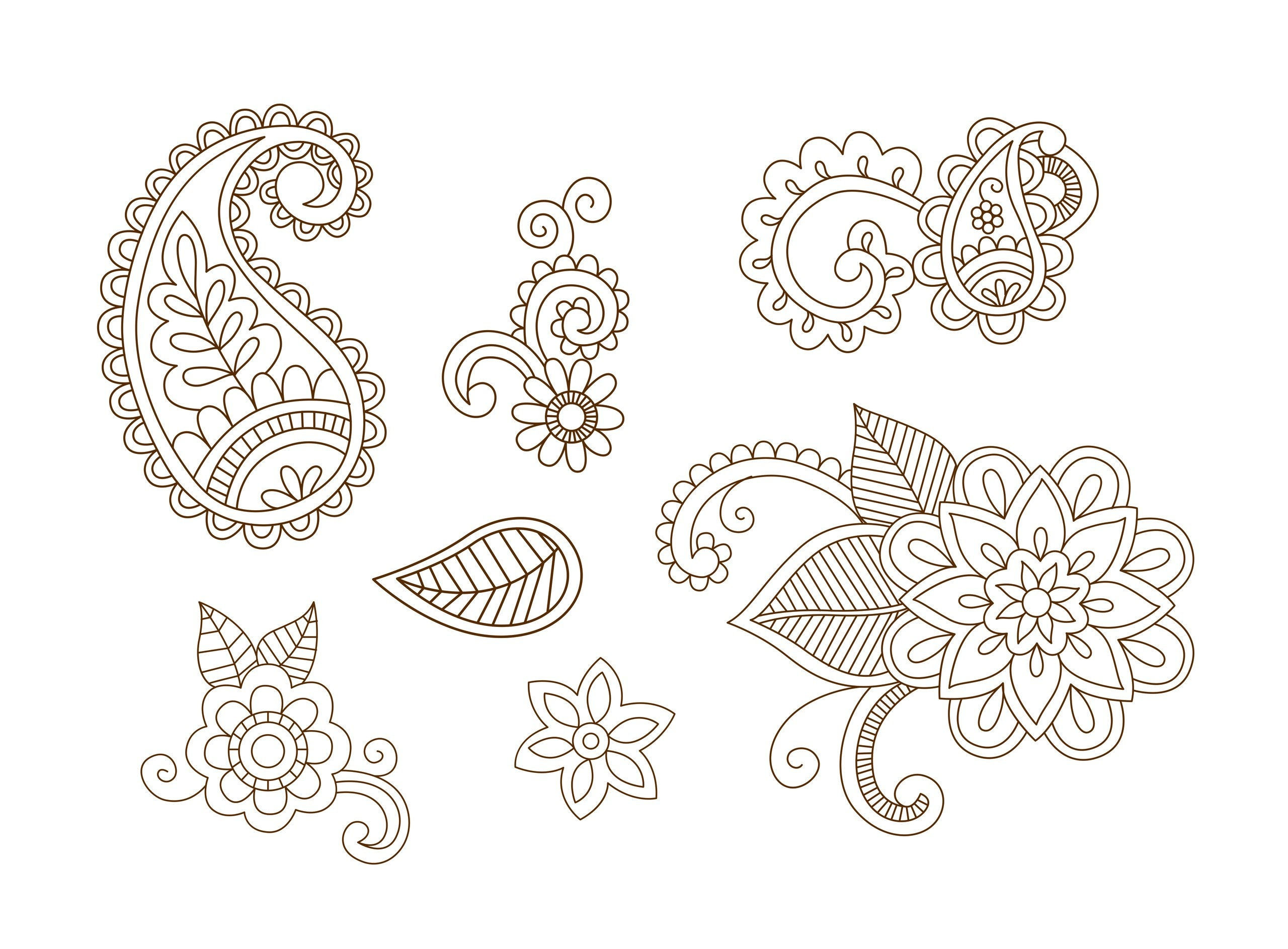 Printable Henna Stencil - Etsy for Printable Henna Stencils Free