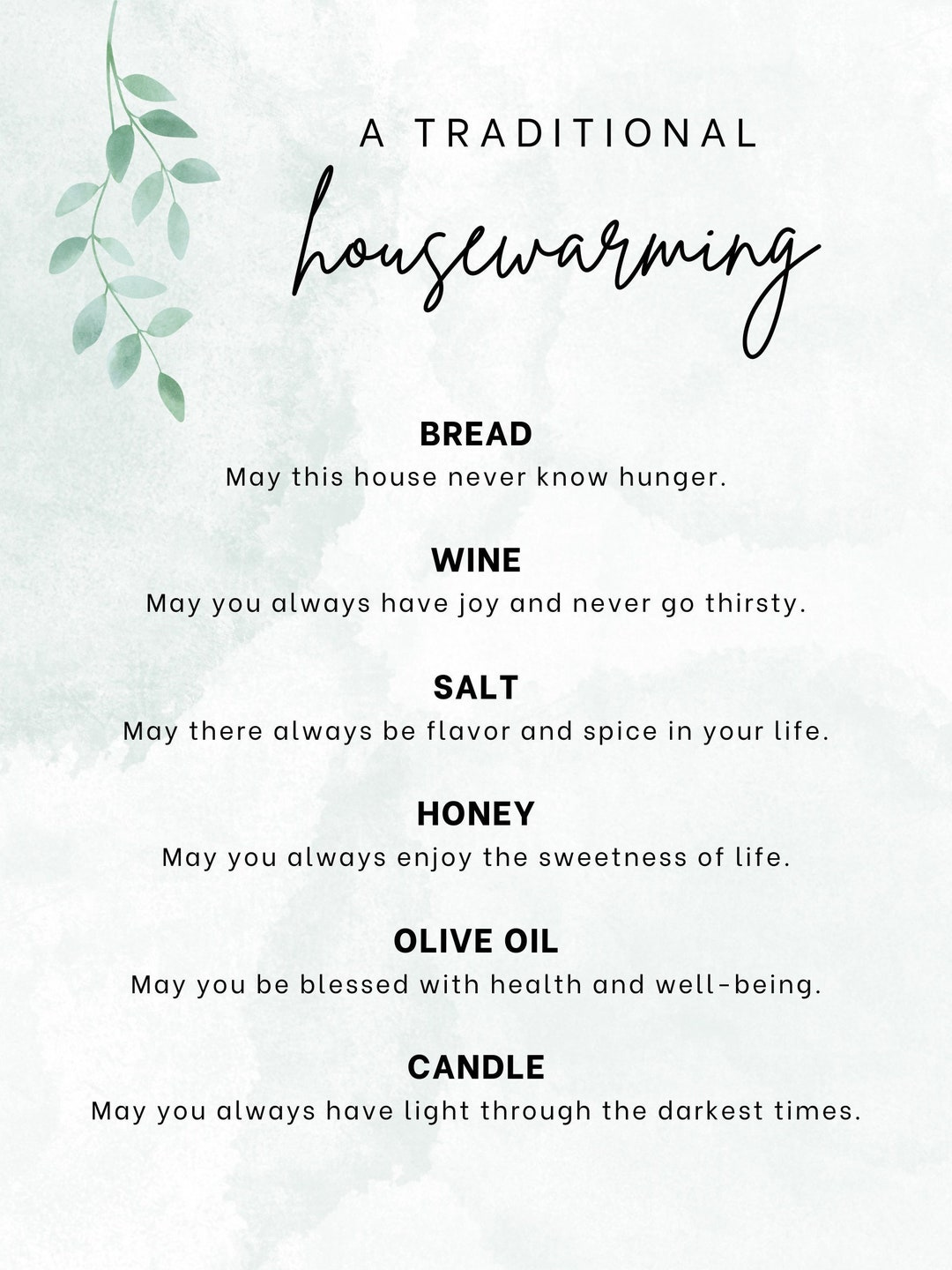 Printable Housewarming Gift Home Blessing Traditional Diy Bread within Free Printable Bread, Wine, and Salt Housewarming Poem