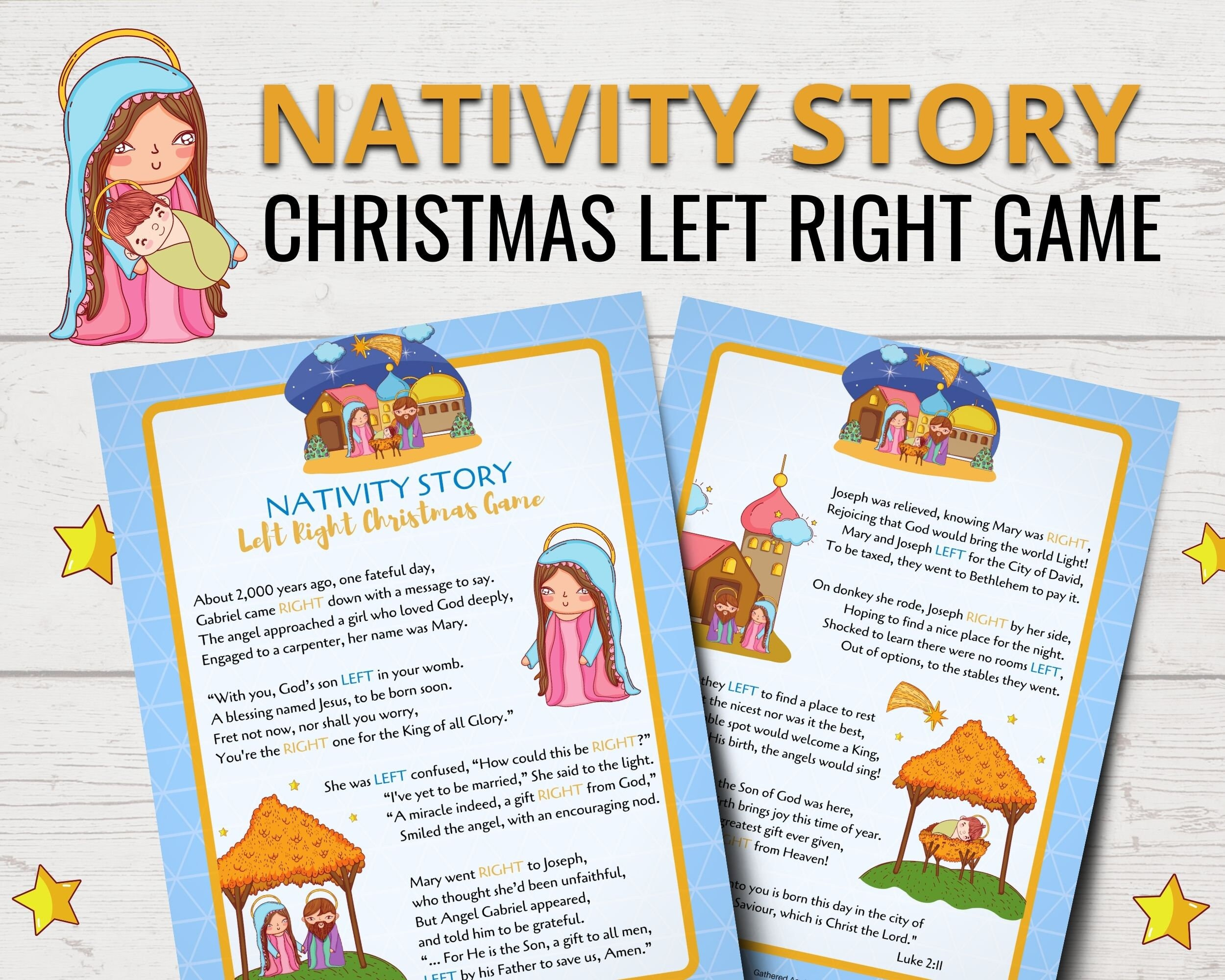 Printable Left Right Christmas Game Nativity Story Left Right Game in Free Printable Right Left Christmas Game Nativity Story