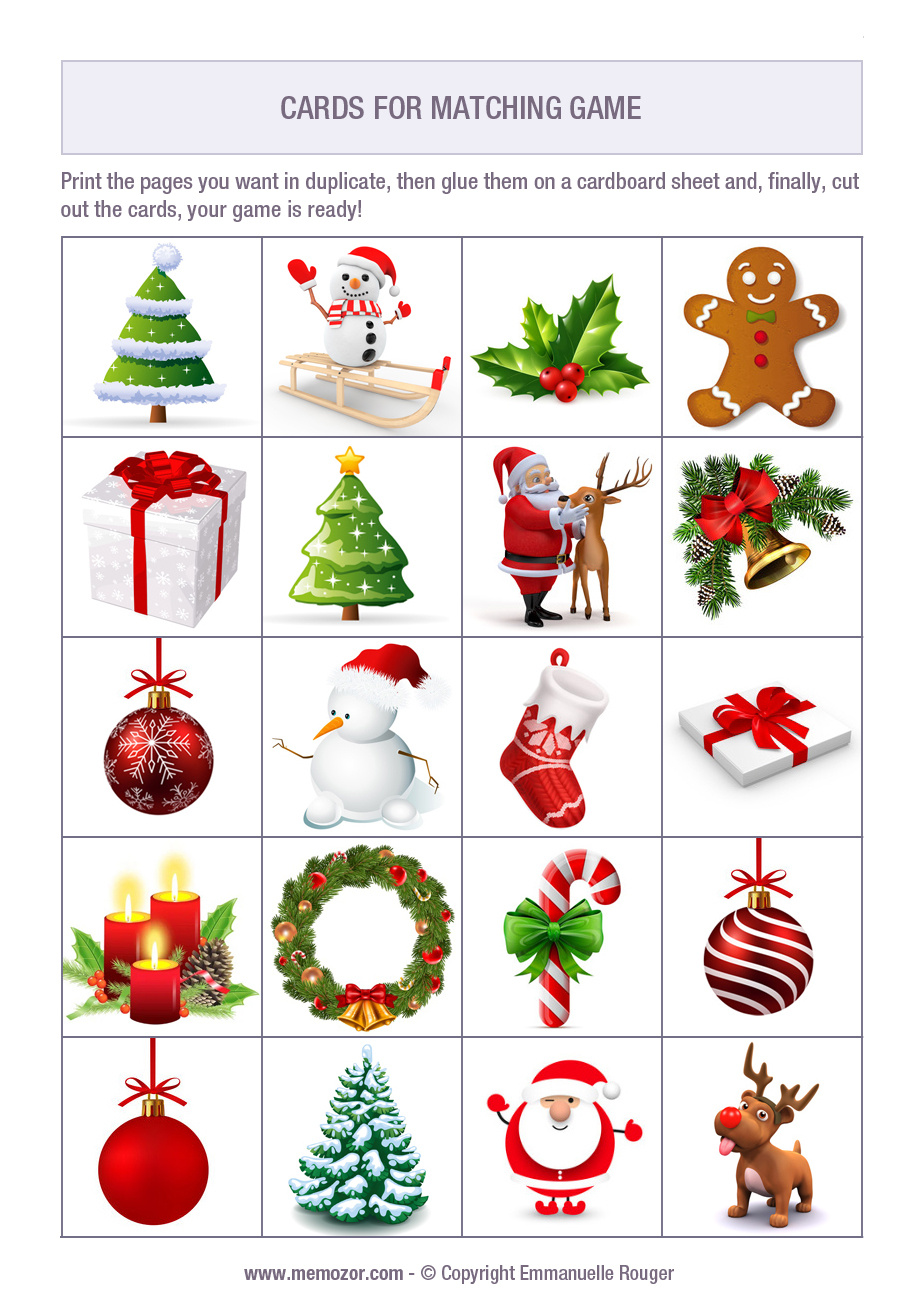 Printable Matching Game - Christmas - Print And Cut Out The Cards with Free Printable Memory Games For Adults