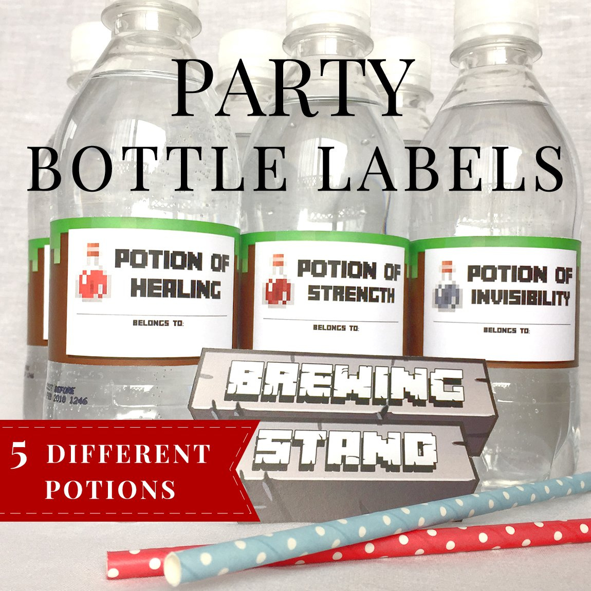 Printable Minecraft Bottle Labels - Minecraft Birthday Party Supplies with Free Printable Minecraft Water Bottle Labels