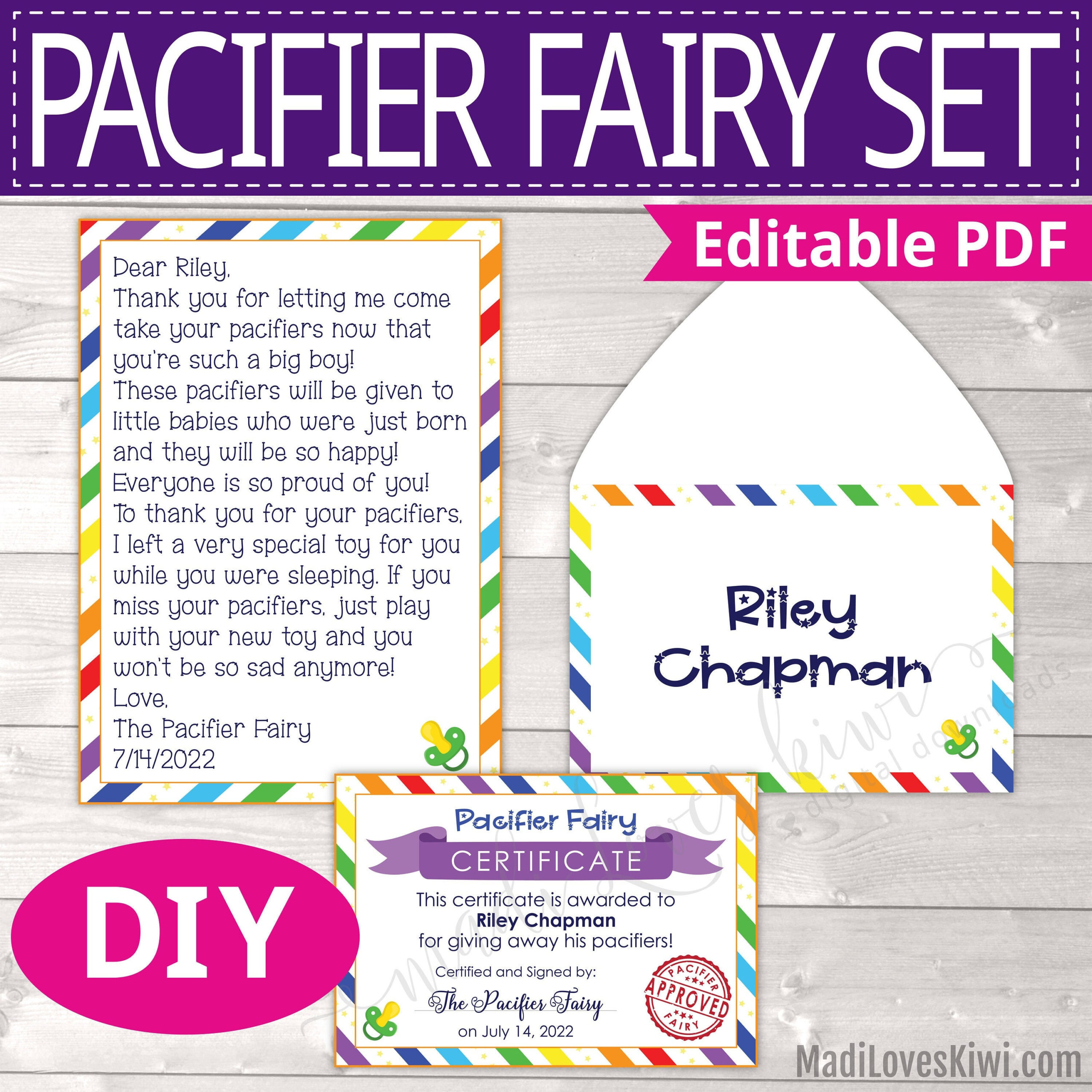 Printable Pacifier Fairy Letter Pdf, Personalized Binky within Free Printable Binky Fairy Letter